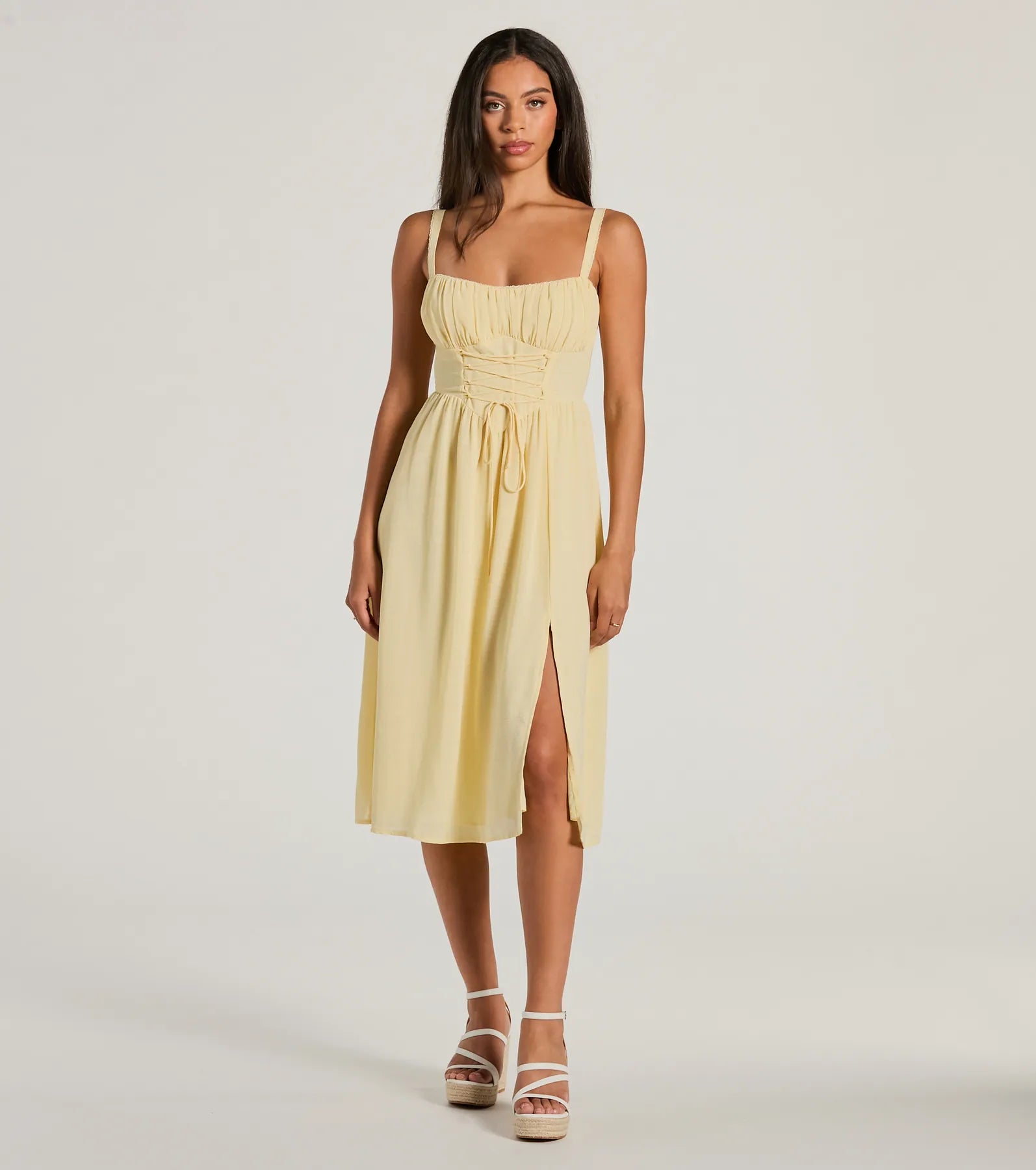 Ultimate Modern Romance Lace-Up Midi Dress