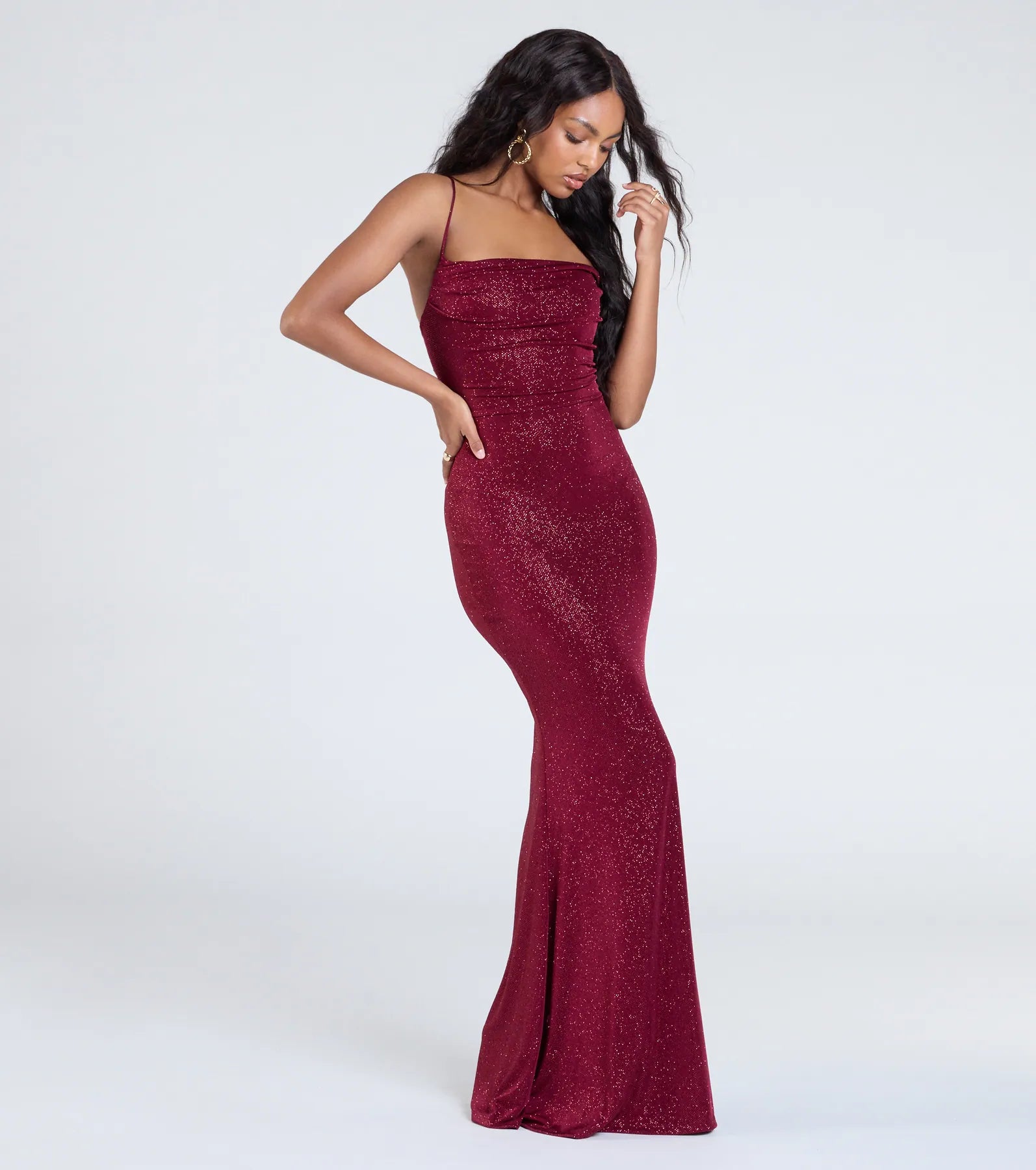 Premium Joan Lace-Up Glitter Mermaid Evening Gown