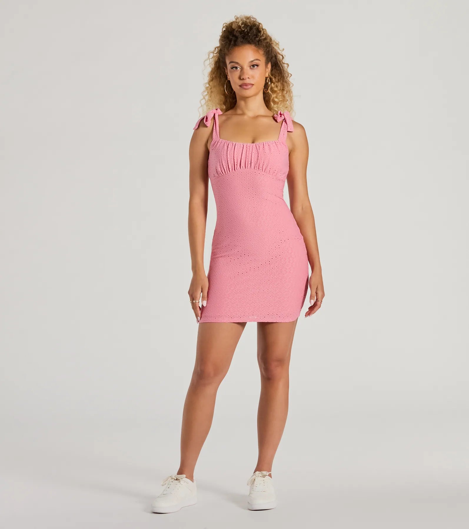 Ultimate Sweet Tie-Strap Eyelet Mini Dress - Summer Date Night Essential