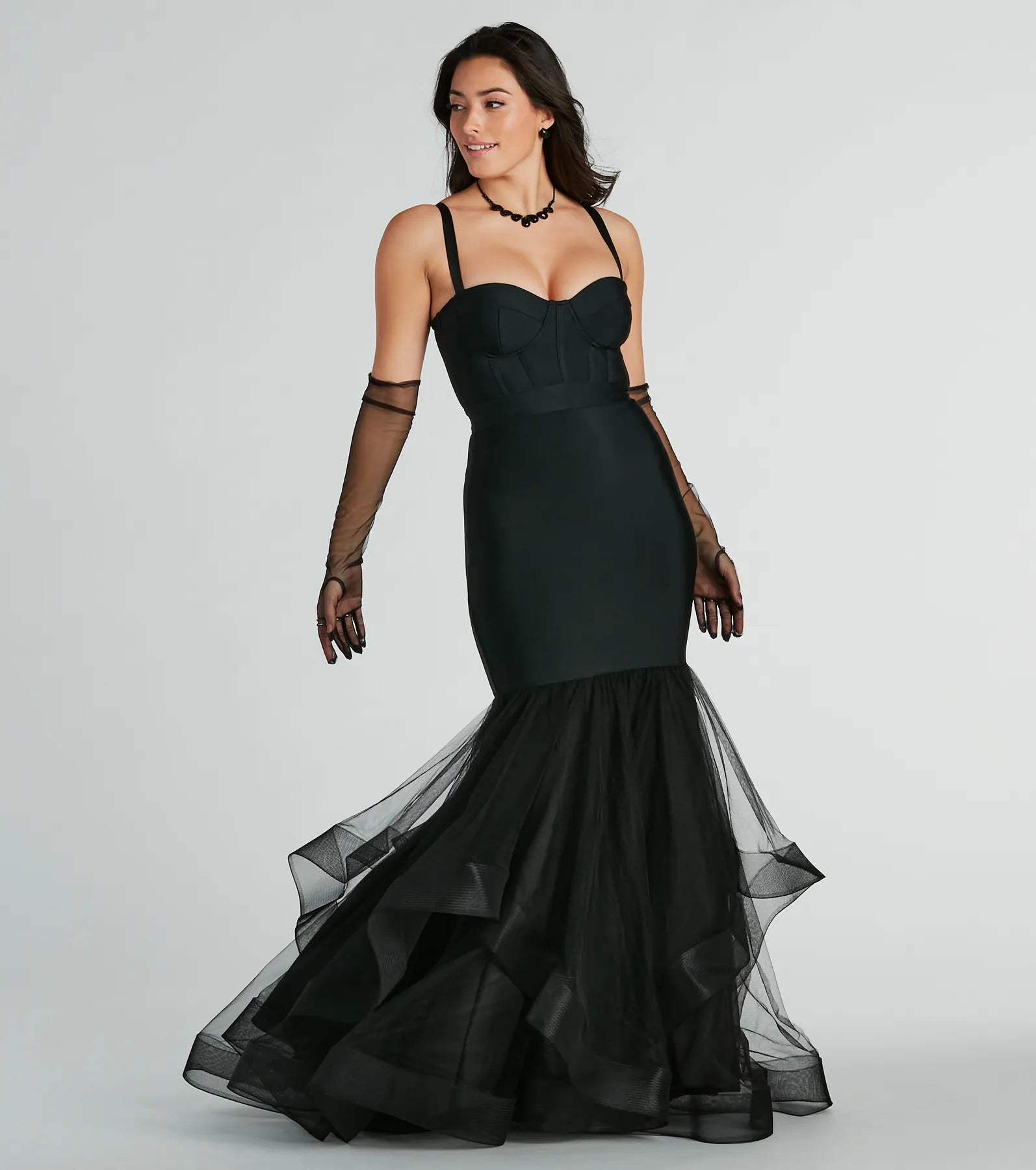 Premium Giana Tiered Ruffled Tulle Corset Mermaid Gown - Ultimate Elegance