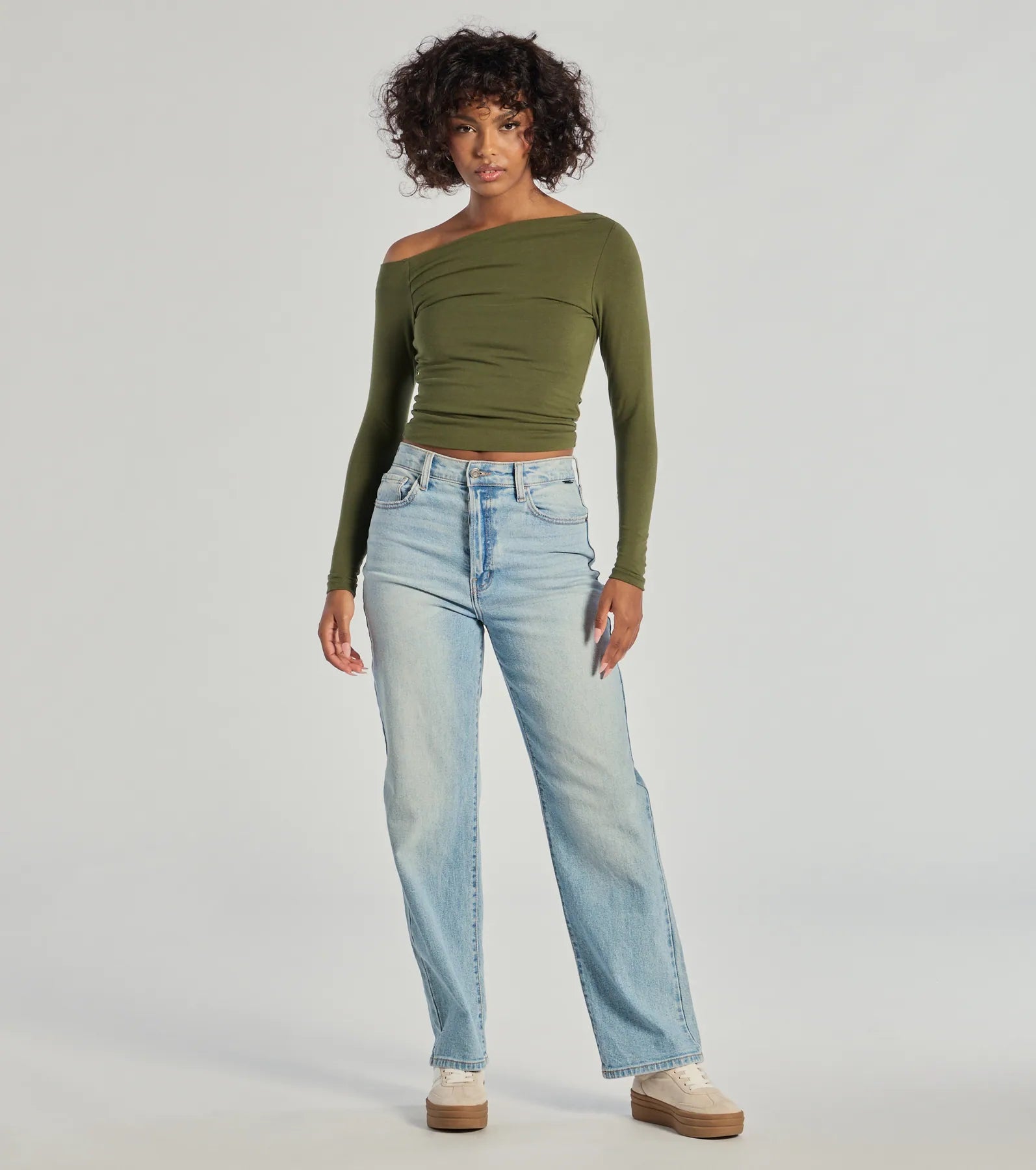 Ultimate Chic Off-Shoulder Long Sleeve Crop Top