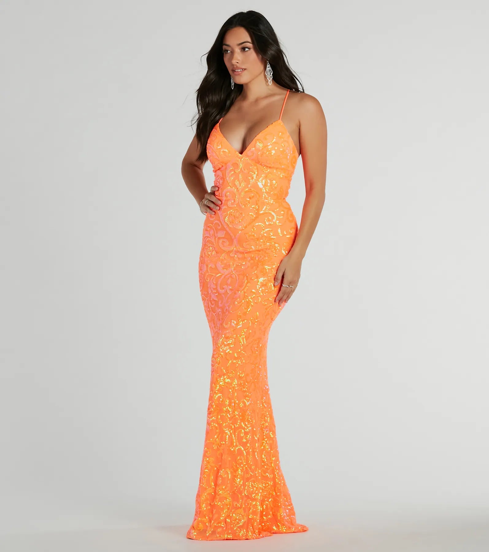 Cynthia Premium Lace-Up Mermaid Sequin Gown