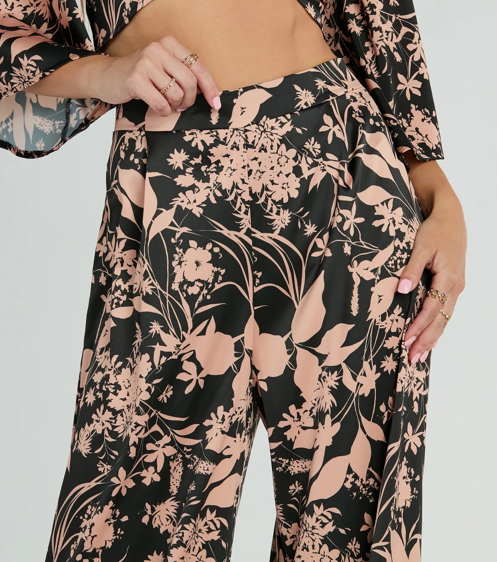 Ultimate Floral Satin Wide-Leg Pants - High Rise & Elegant