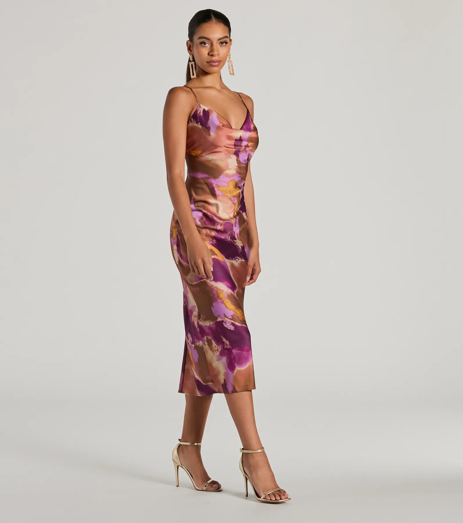 Premium Always Impress Tie-Dye Satin Midi Dress