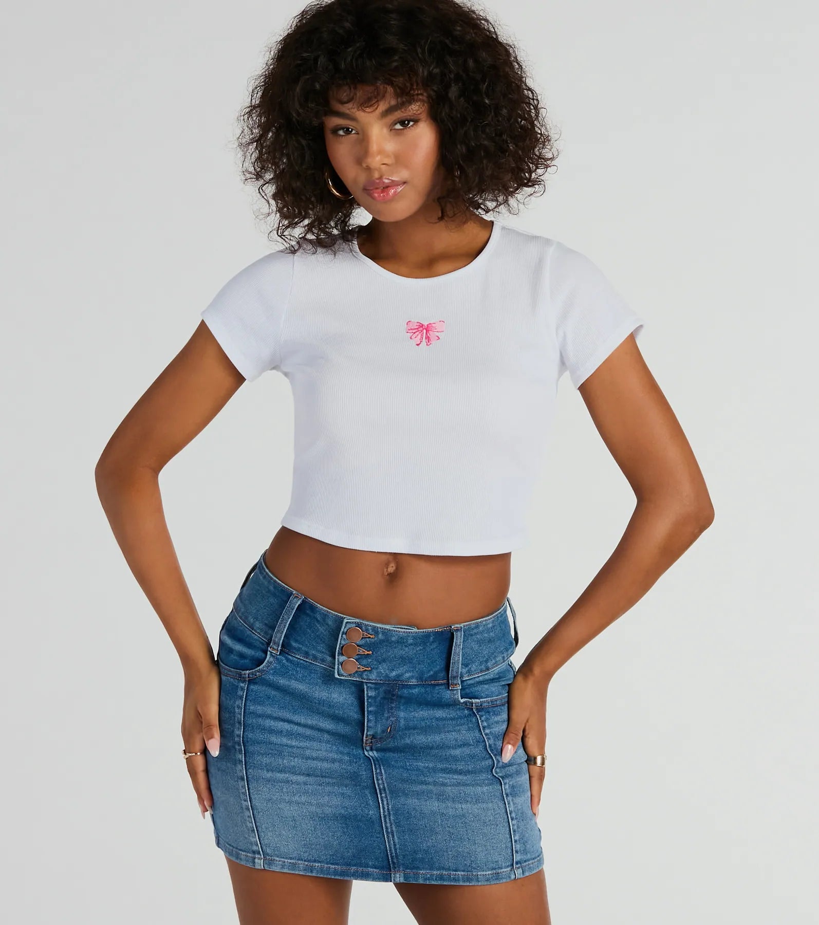 Ultimate Girly Twirl Bow Crop Tee