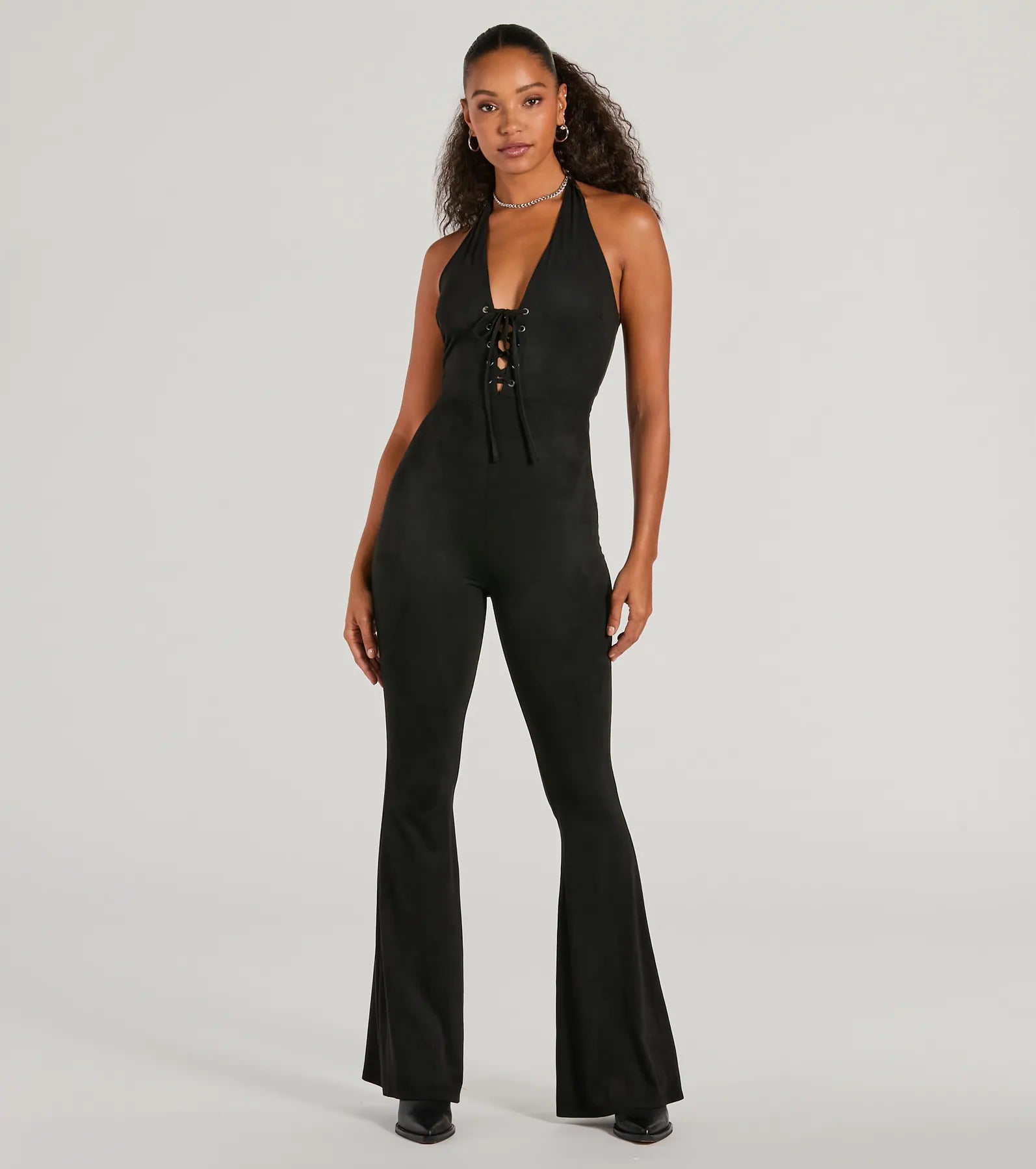 Ultimate Faux Suede Lace-Up Jumpsuit - Eyes On Me