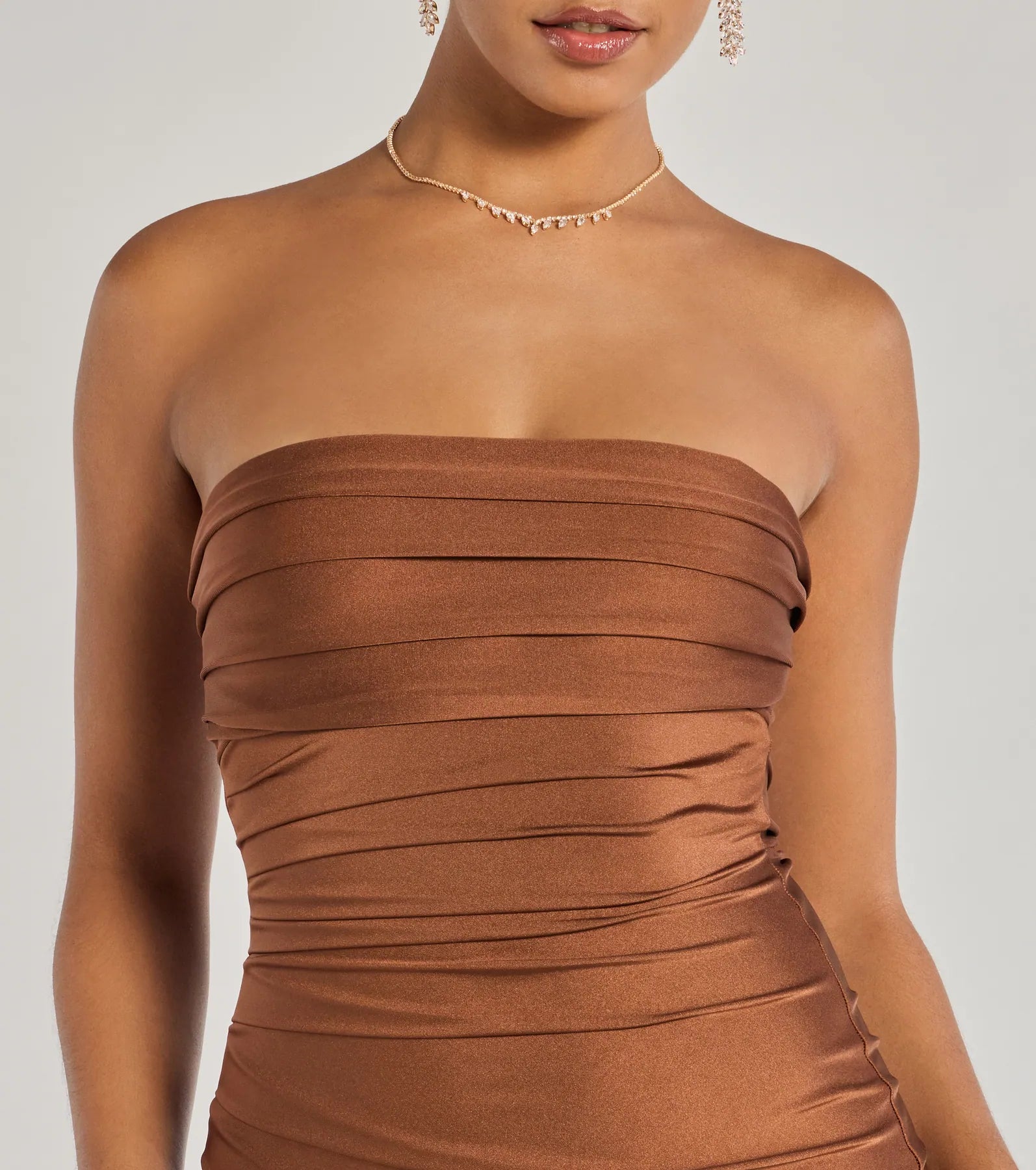 Premium Anisley Strapless High Slit Elegant Formal Dress