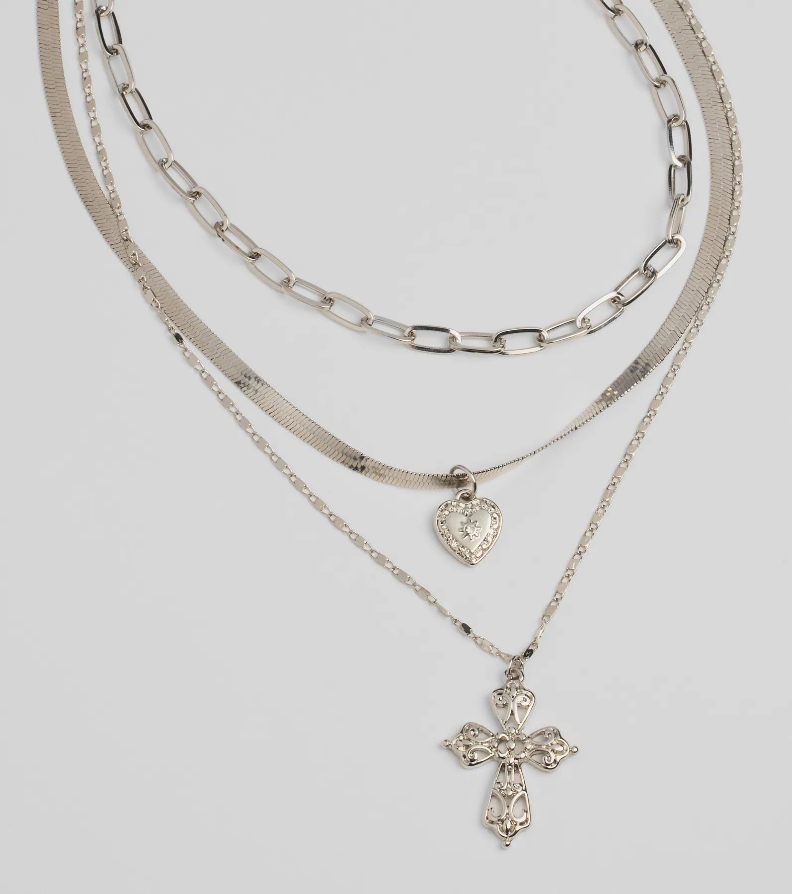 Premium Cross My Heart Layered Charm Necklace - Ultimate Style Upgrade