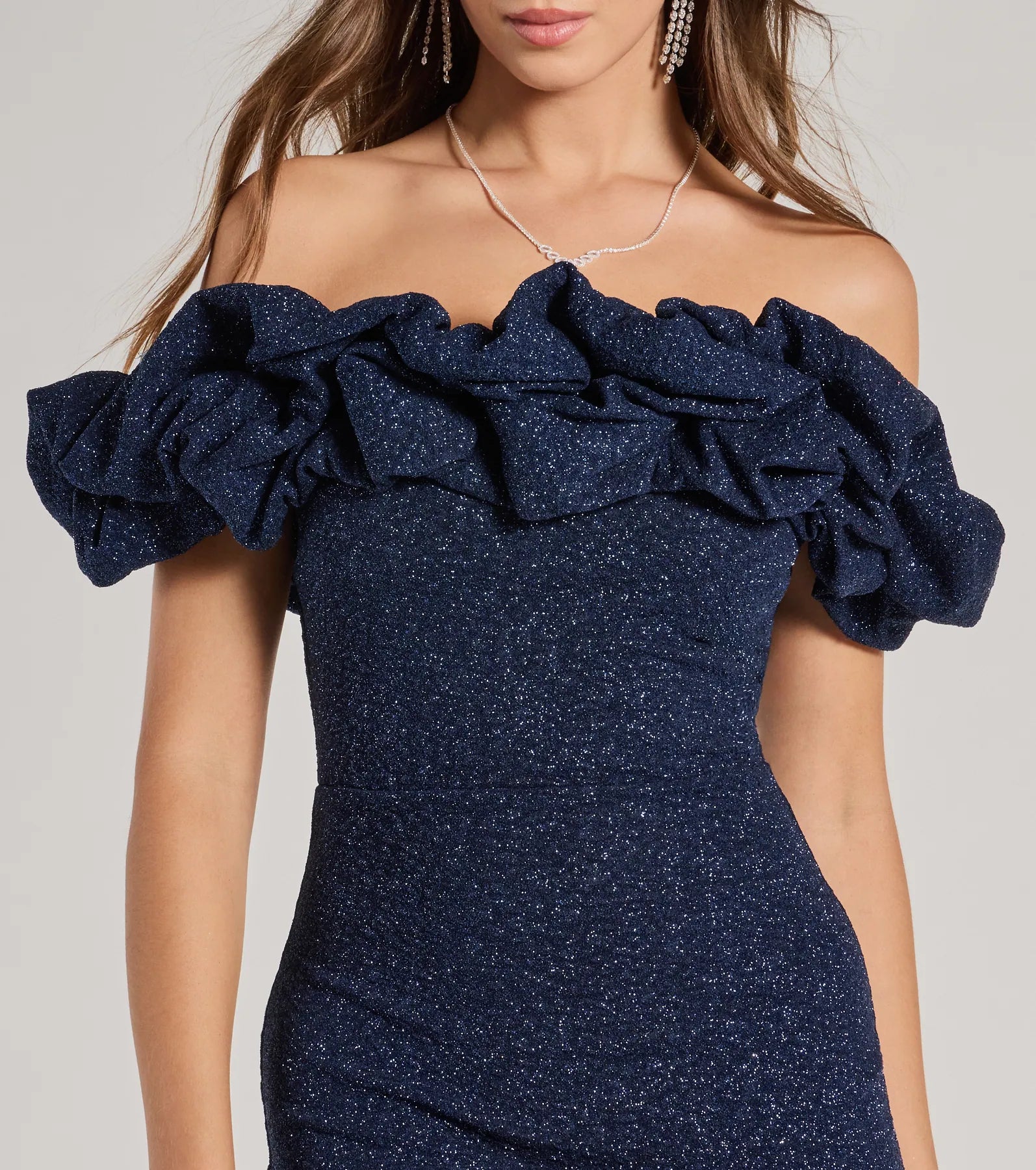 Ultimate Glam Ember Off-The-Shoulder Party Dress