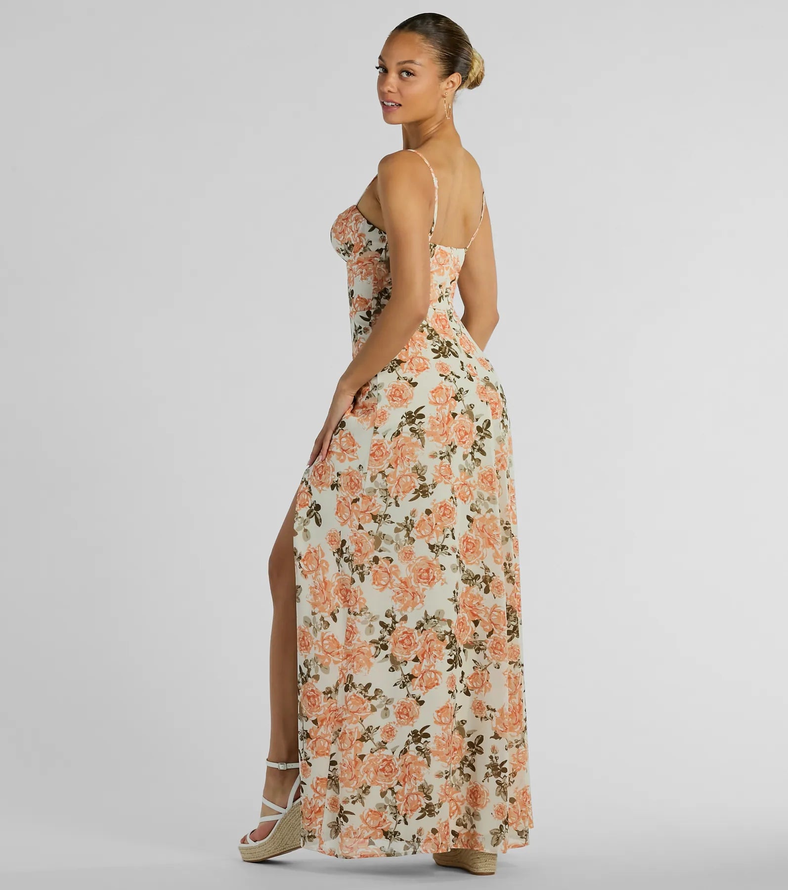 Ultimate Elegance Rose Floral Chiffon Maxi Dress