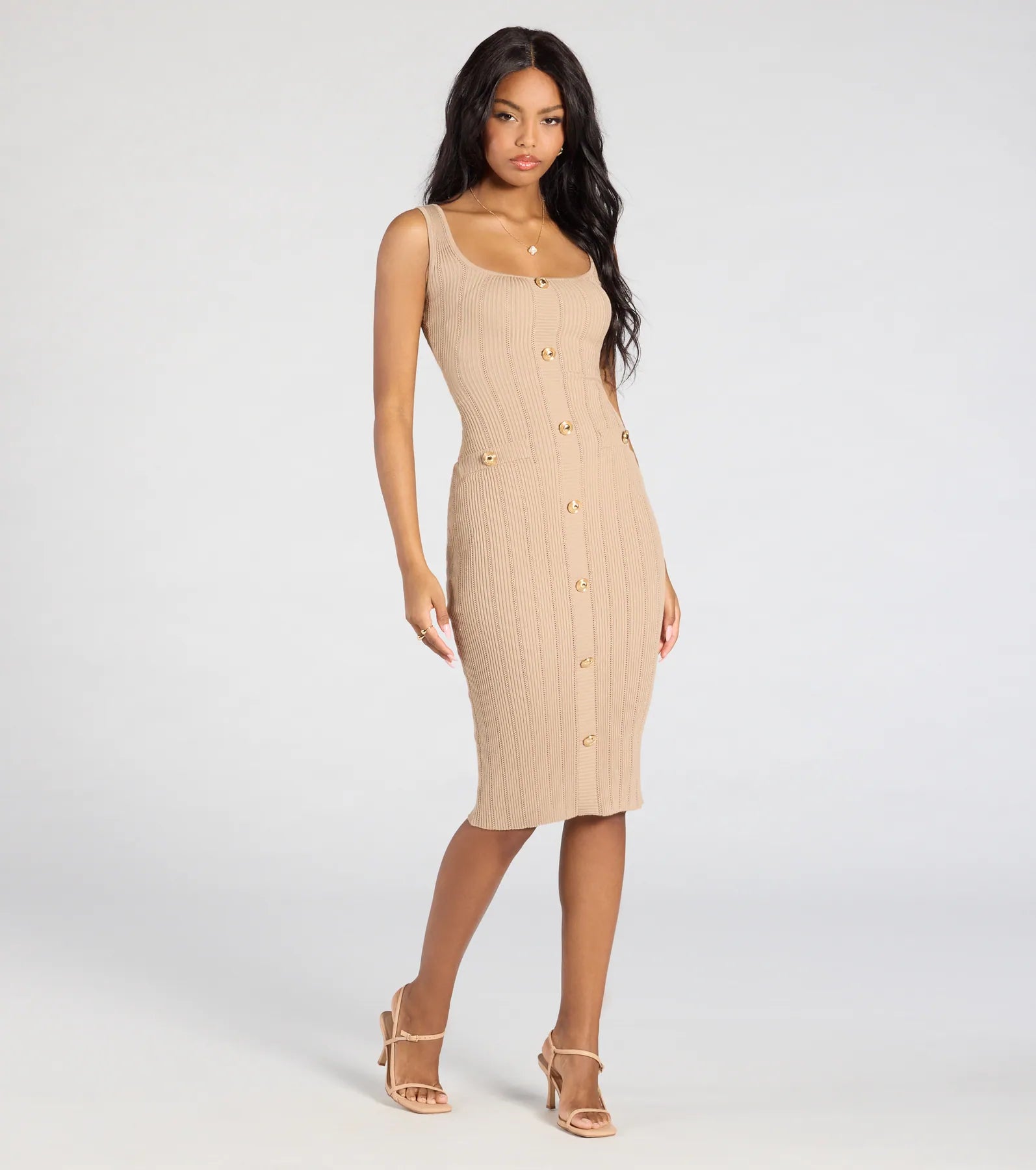 Ultimate Sweet Poise Button Bodycon Dress