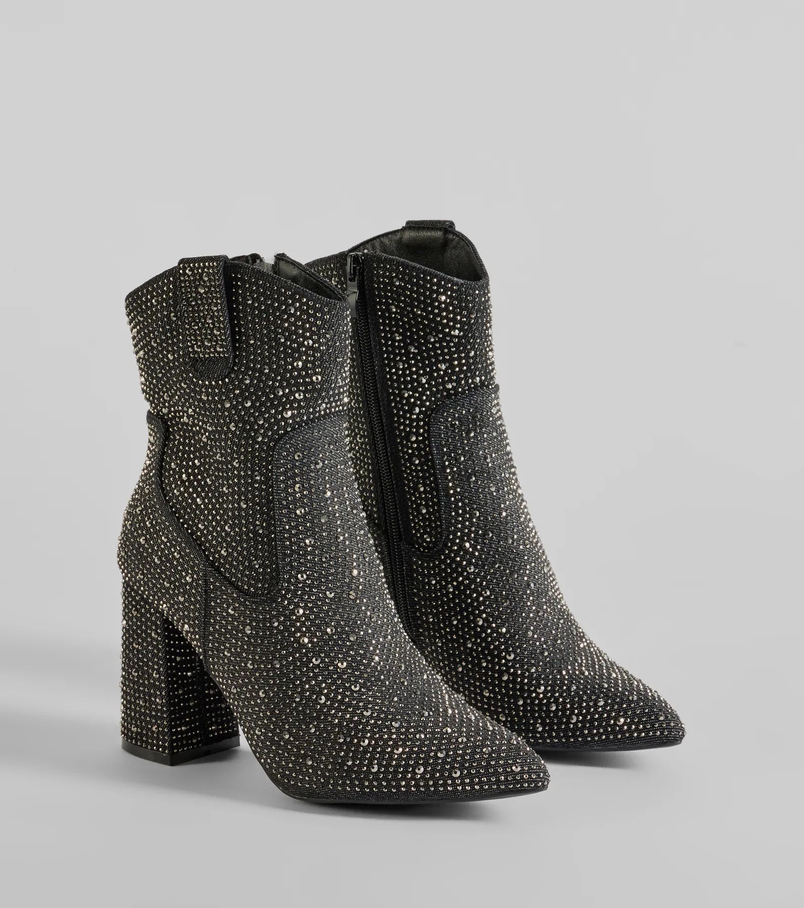 Premium Glam Out West Rhinestone Denim Booties - Ultimate Western Style