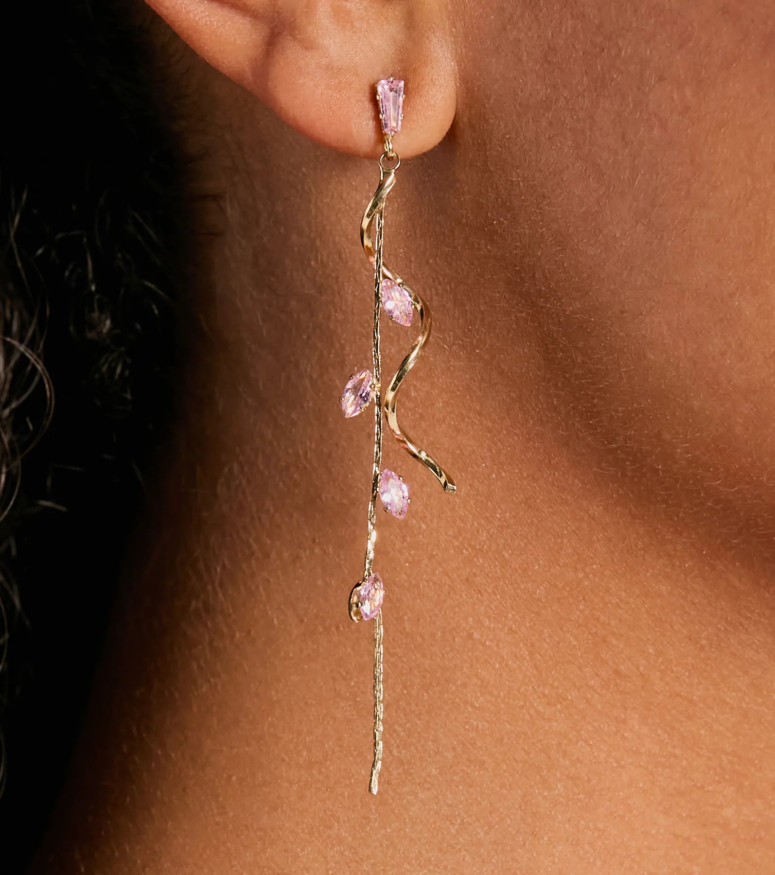 Ultimate Glow Rhinestone Linear Twist Earrings - Premium Elegance
