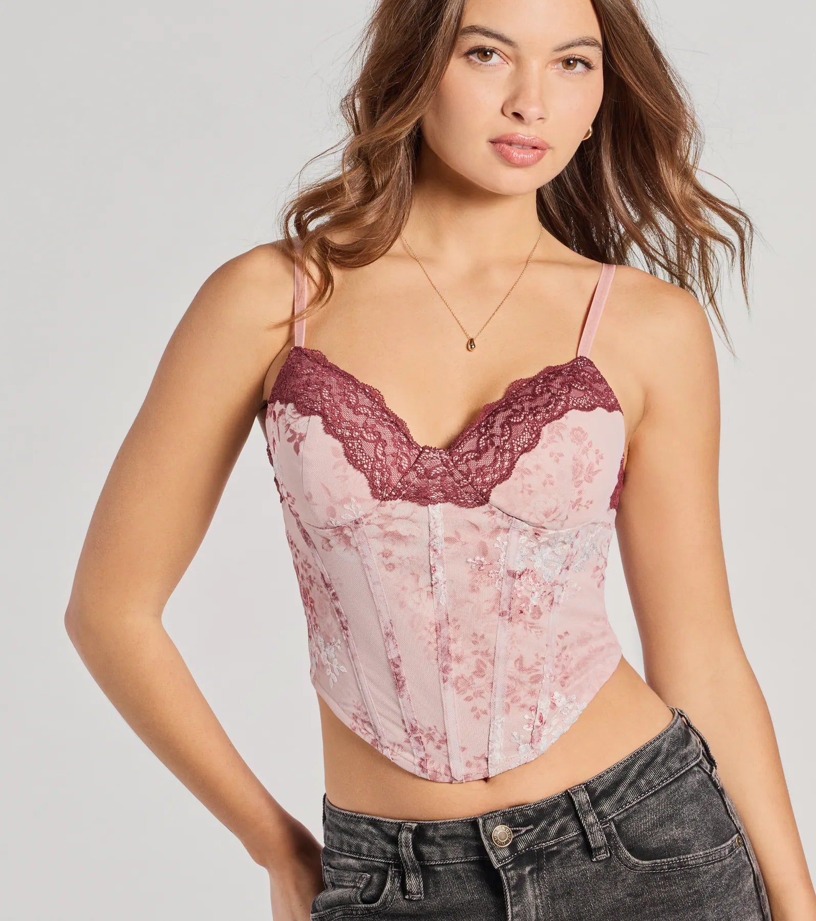 Ultimate Sweet & Sultry Floral Lace Mesh Bustier Top