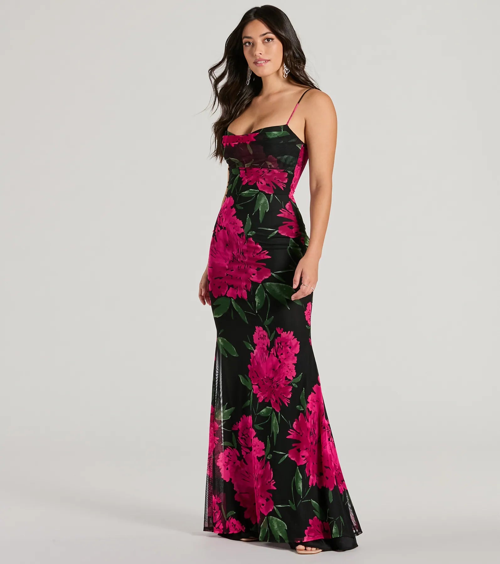 Premium Savannah Floral Mermaid Evening Dress