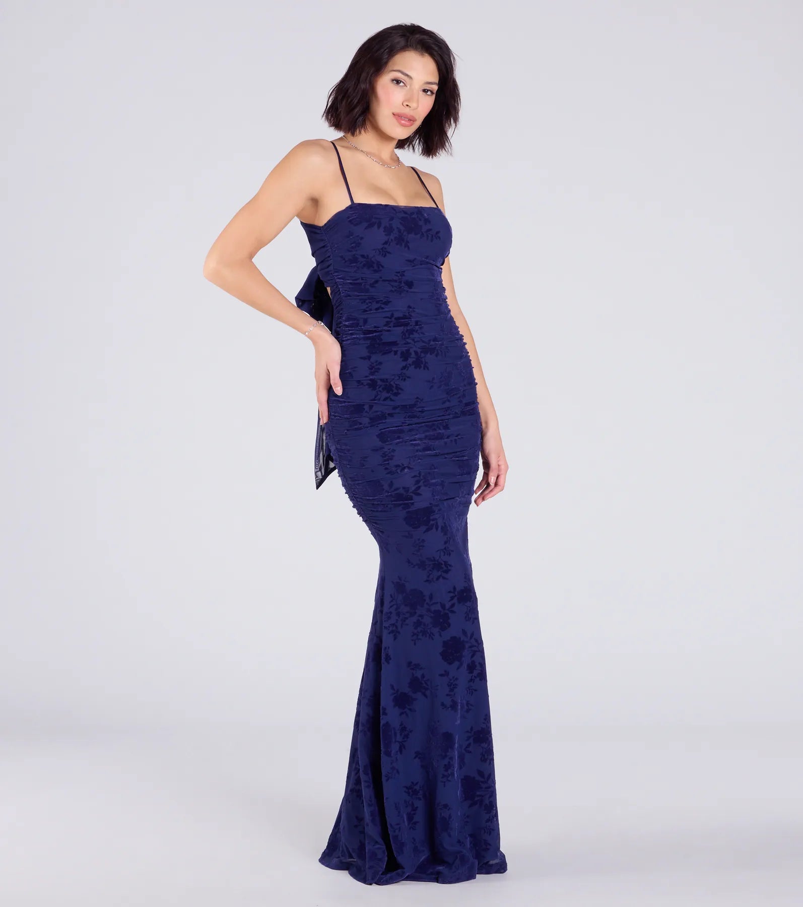 Premium Jaymie Floral Velvet Mermaid Gown - Ultimate Formal Elegance