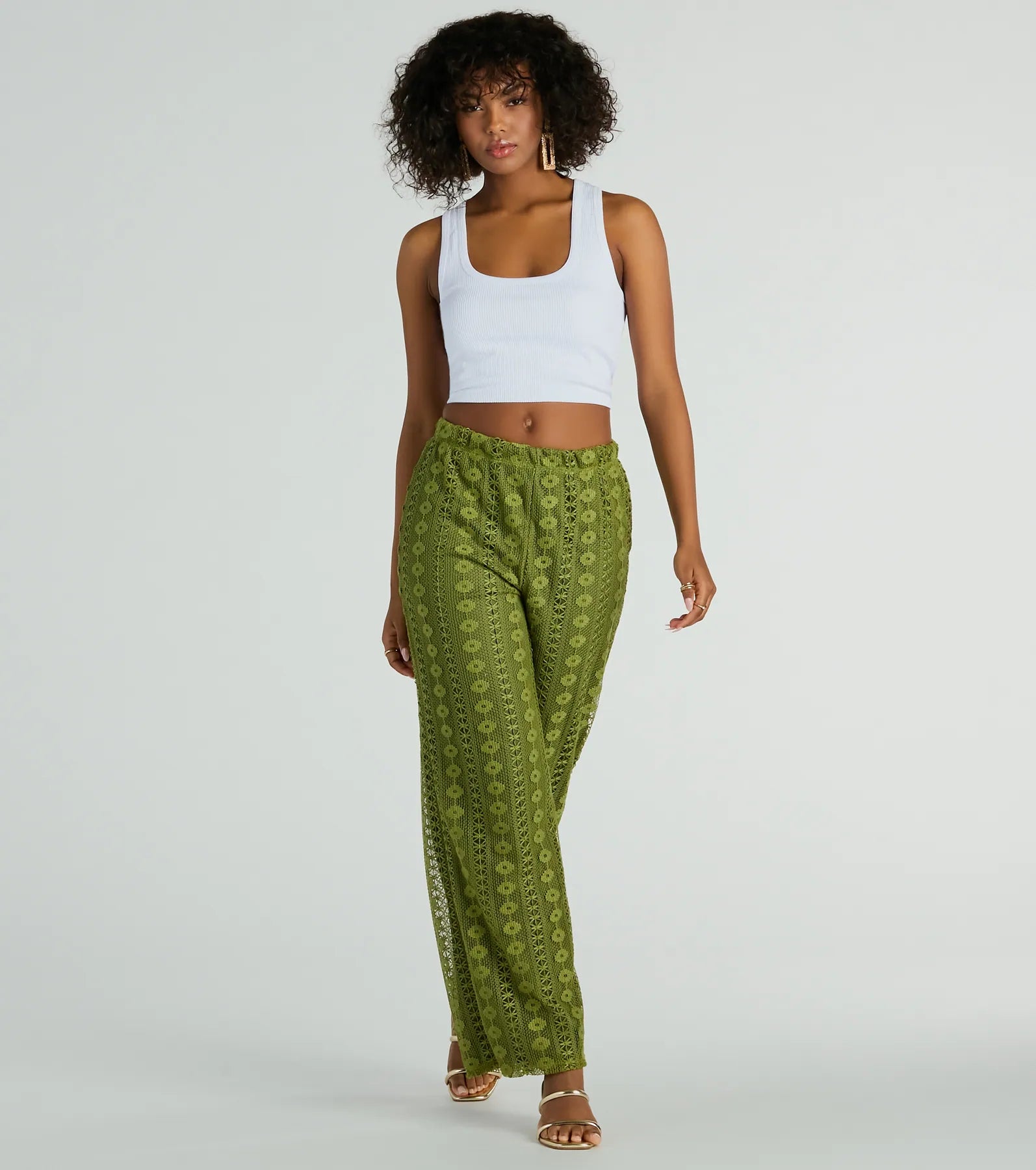 Premium Weekend Breeze High-Rise Crochet Palazzo Pants