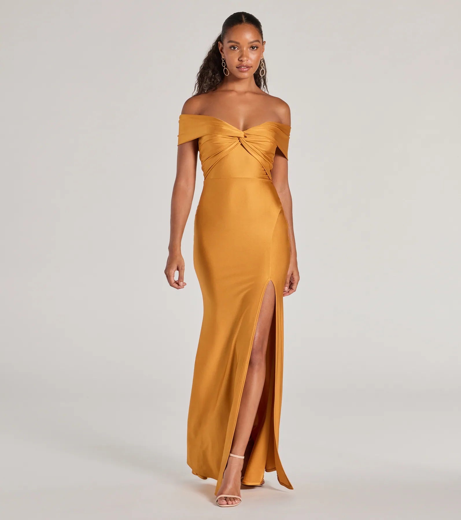 Steff Ultimate Off-The-Shoulder Mermaid Slit Formal Dress