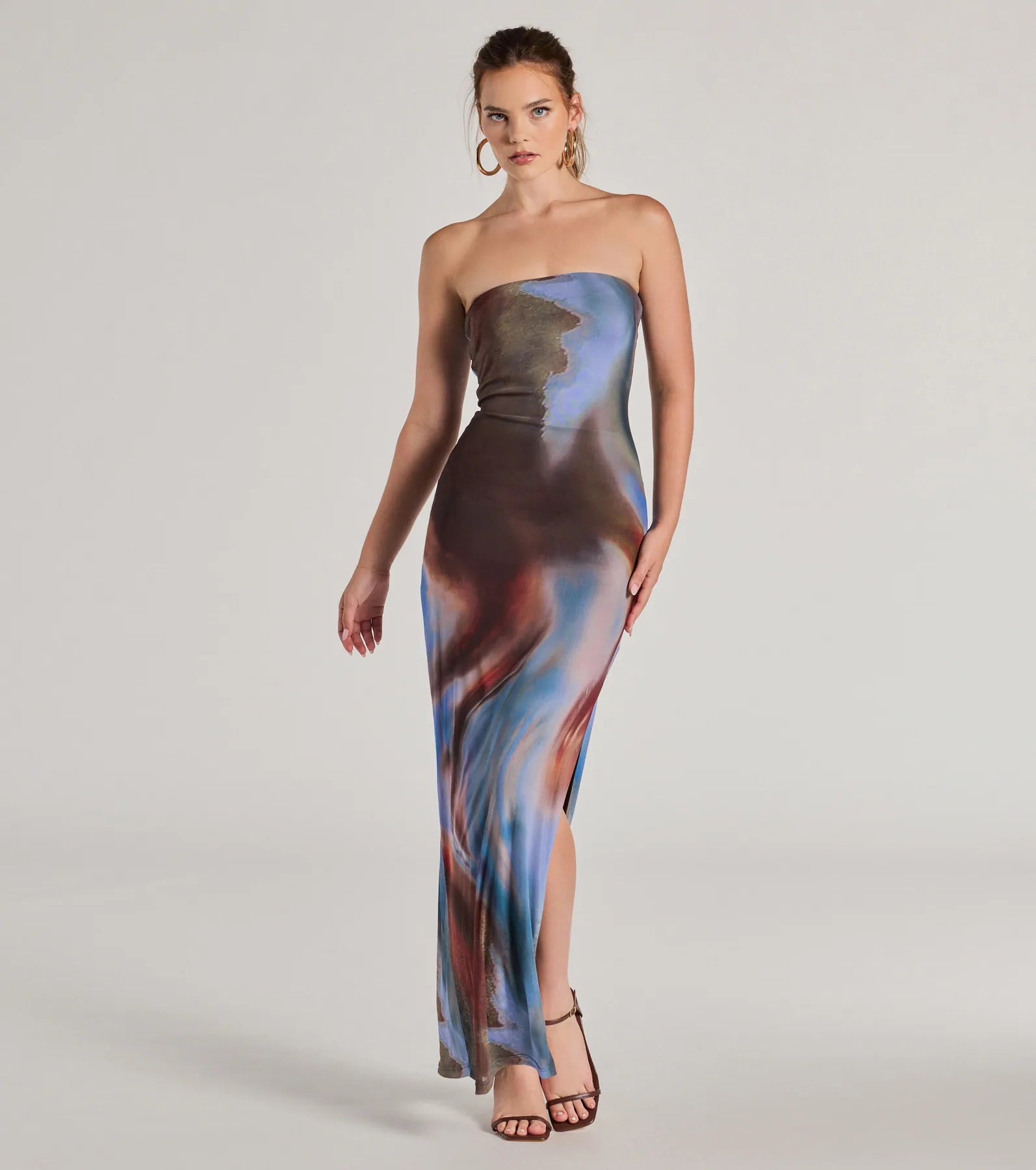 Ultimate Chic Showstopper Abstract Print Mesh Maxi Dress