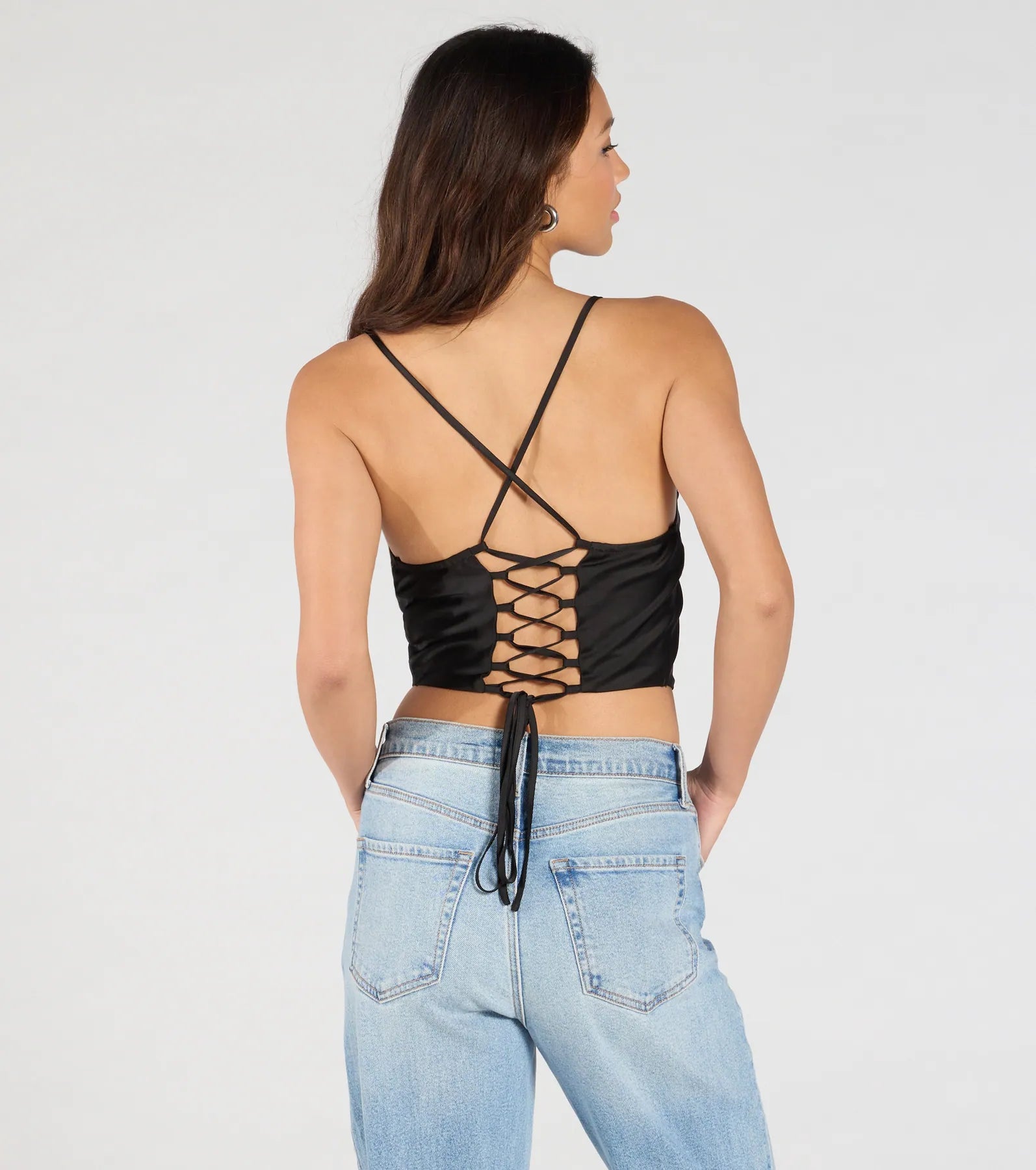 Ultimate Sultry Lace-Up Satin Crop Top