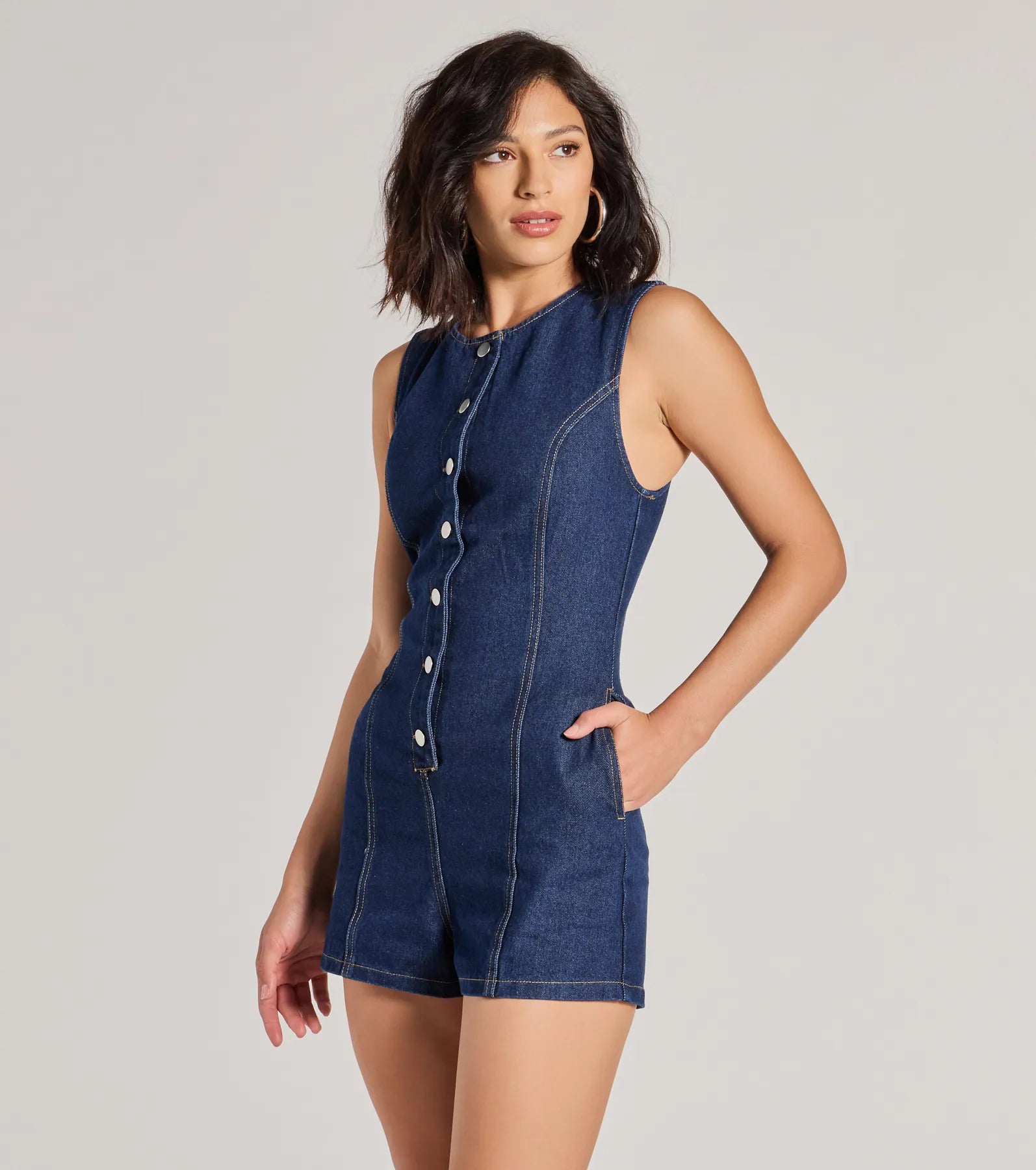 Ultimate Casual Denim Romper - Button Down Style