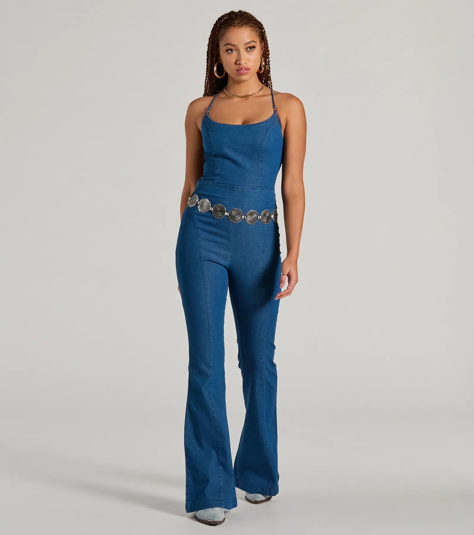 Ultimate Casual Lace-Up Flare Denim Jumpsuit - Upgrade Your Style