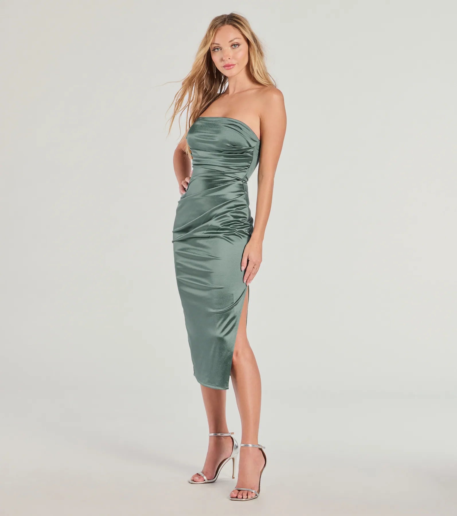 Ultimate Luxe Dream Strapless Satin Midi Dress