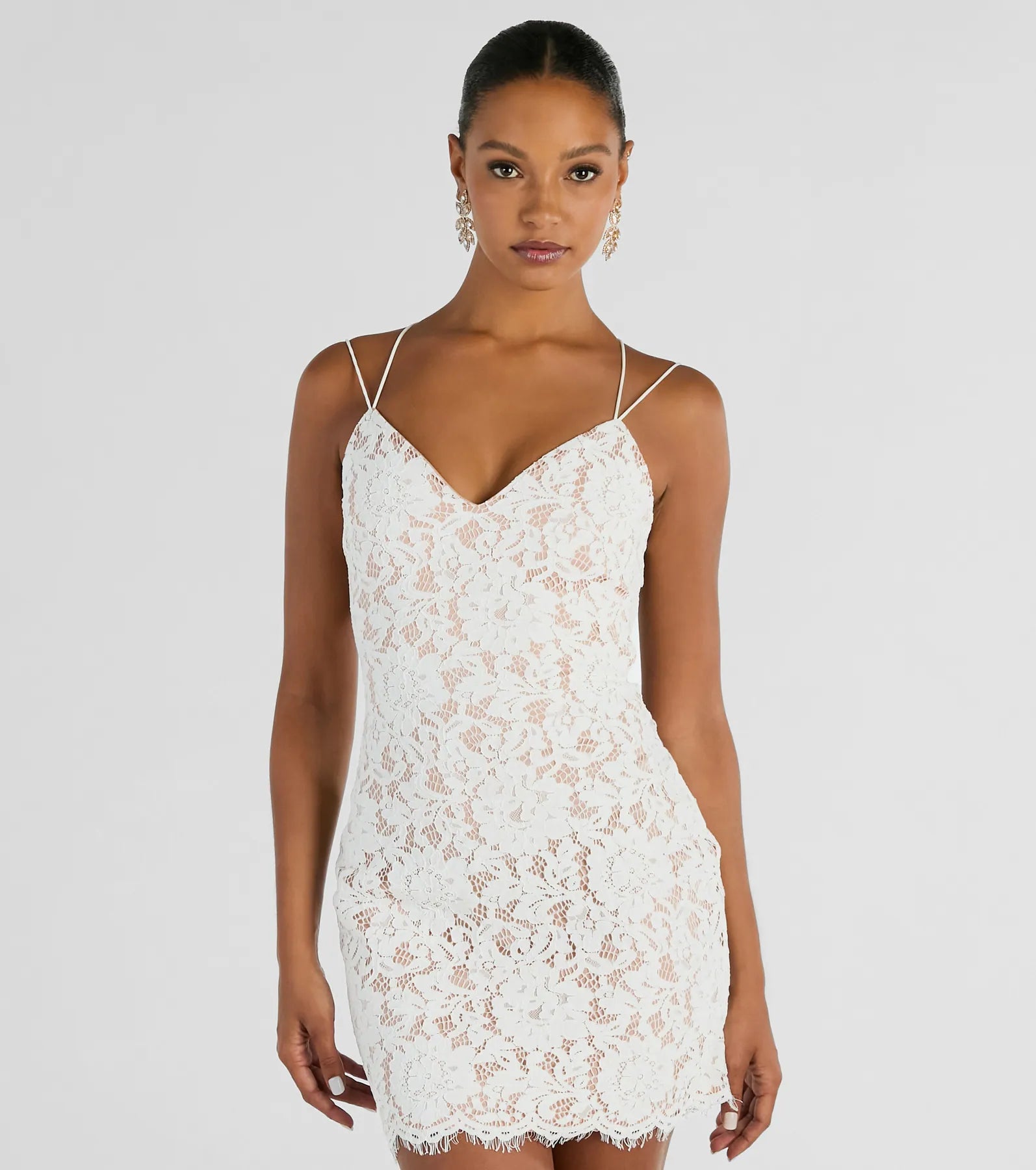 Ultimate Romance Lace Mini Dress - Strappy Back Design