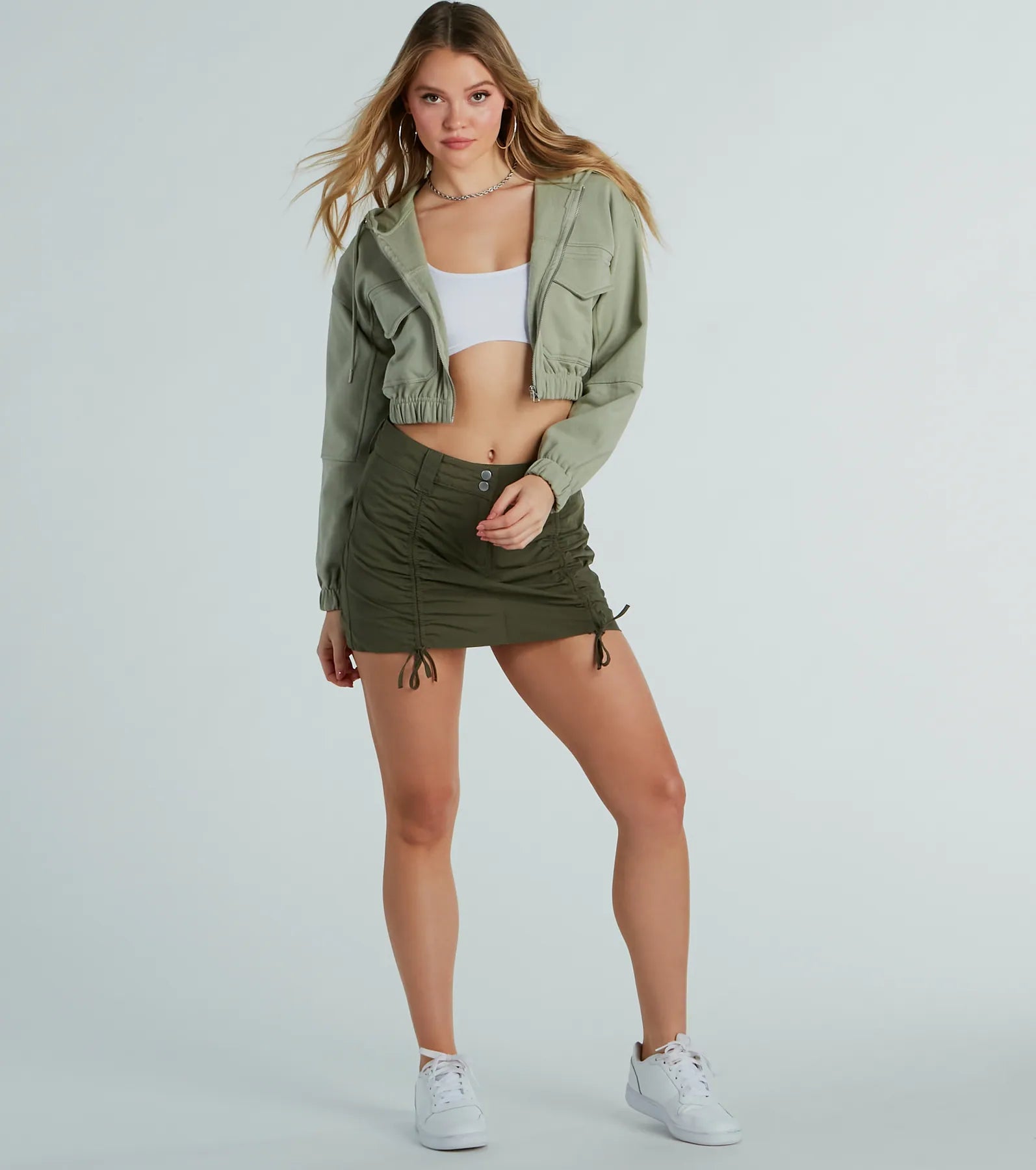 Ultimate Relaxed Vibe Cargo Pocket Crop Fleece Hoodie