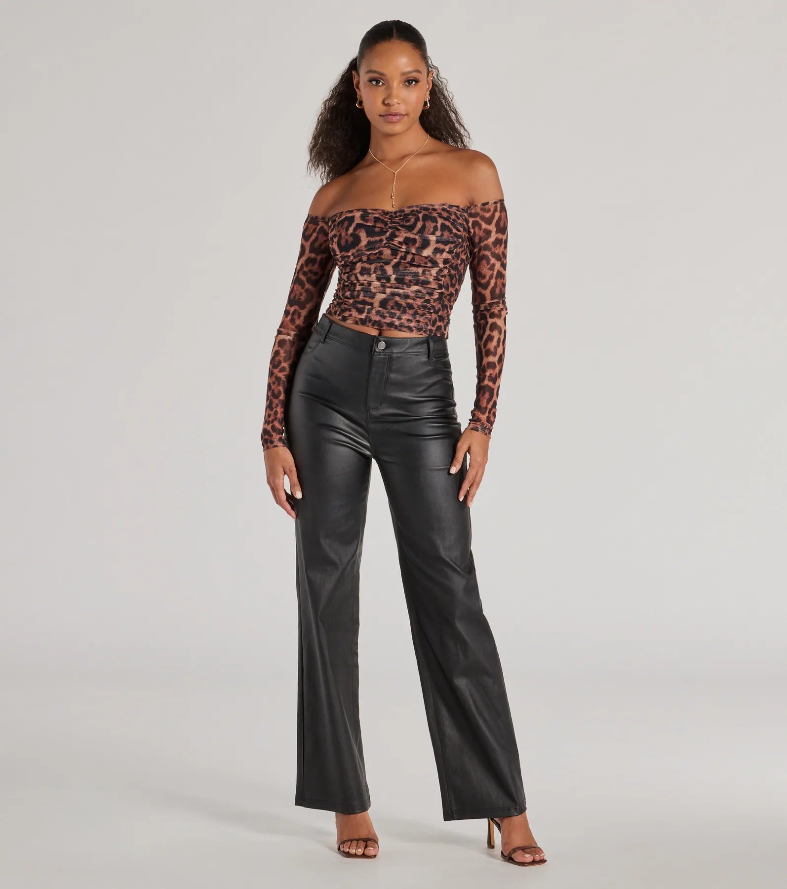 Ultimate Sultry Leopard Print Mesh Off-The-Shoulder Top