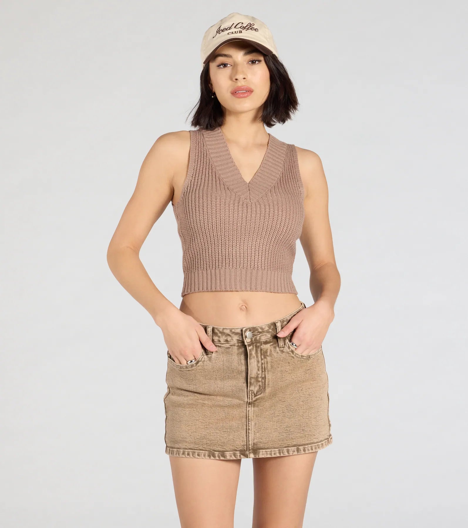 Ultimate Edgy Yet Sweet Acid-Wash Denim Skort