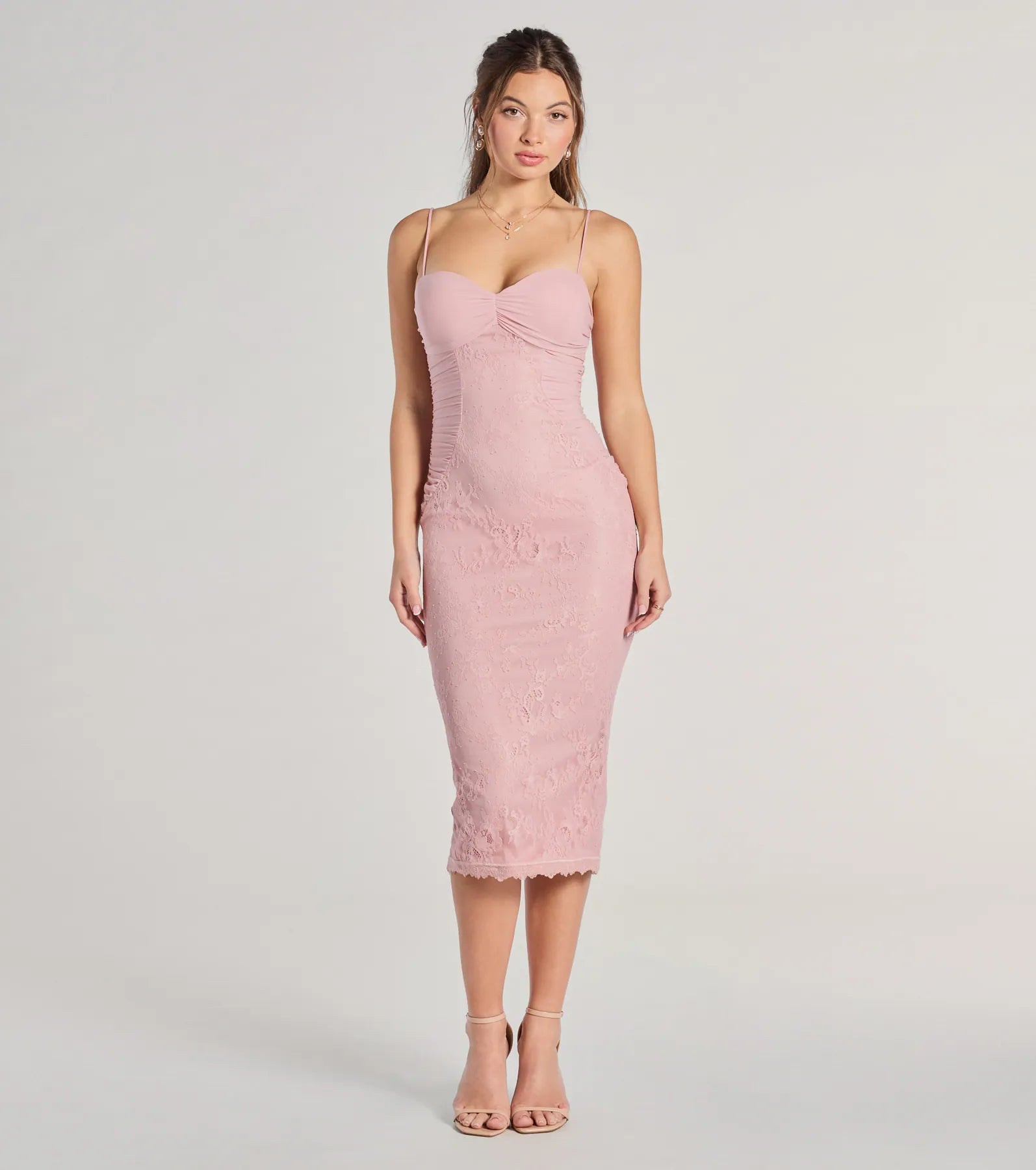 Ultimate Romance Lace Mesh Bodycon Midi Dress
