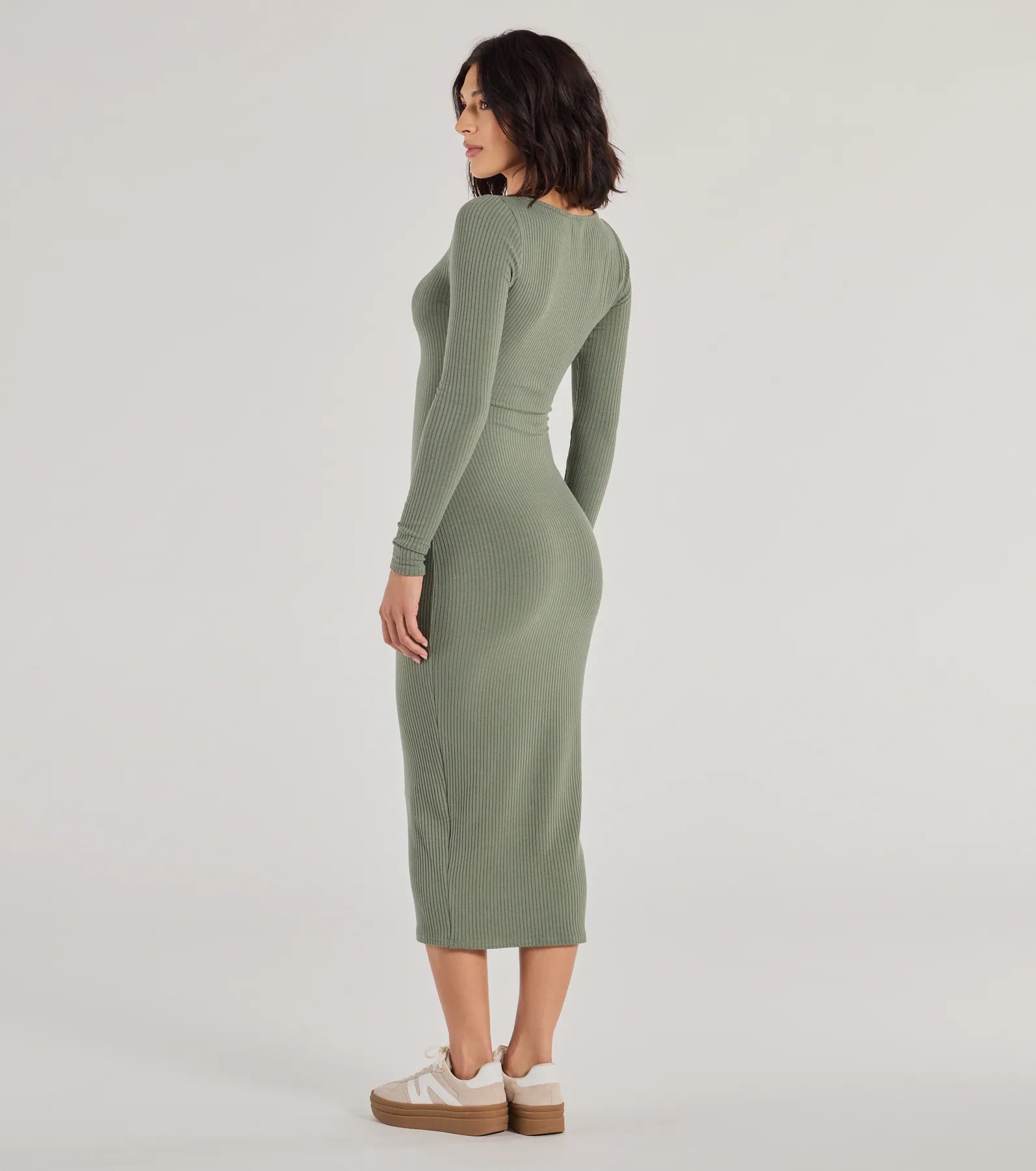 Ultimate Casual Chic Ribbed Knit Midi Dress