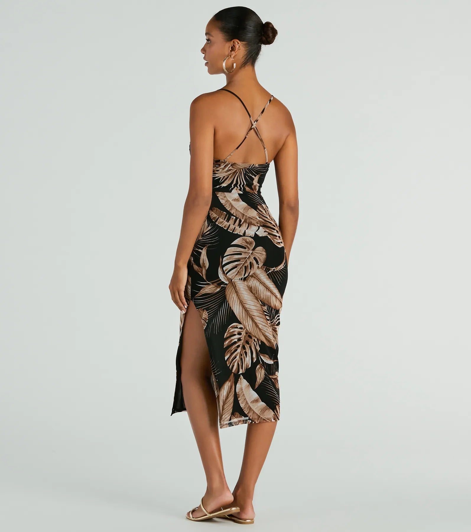 Ultimate Tropical Escape High Slit Mesh Midi Dress