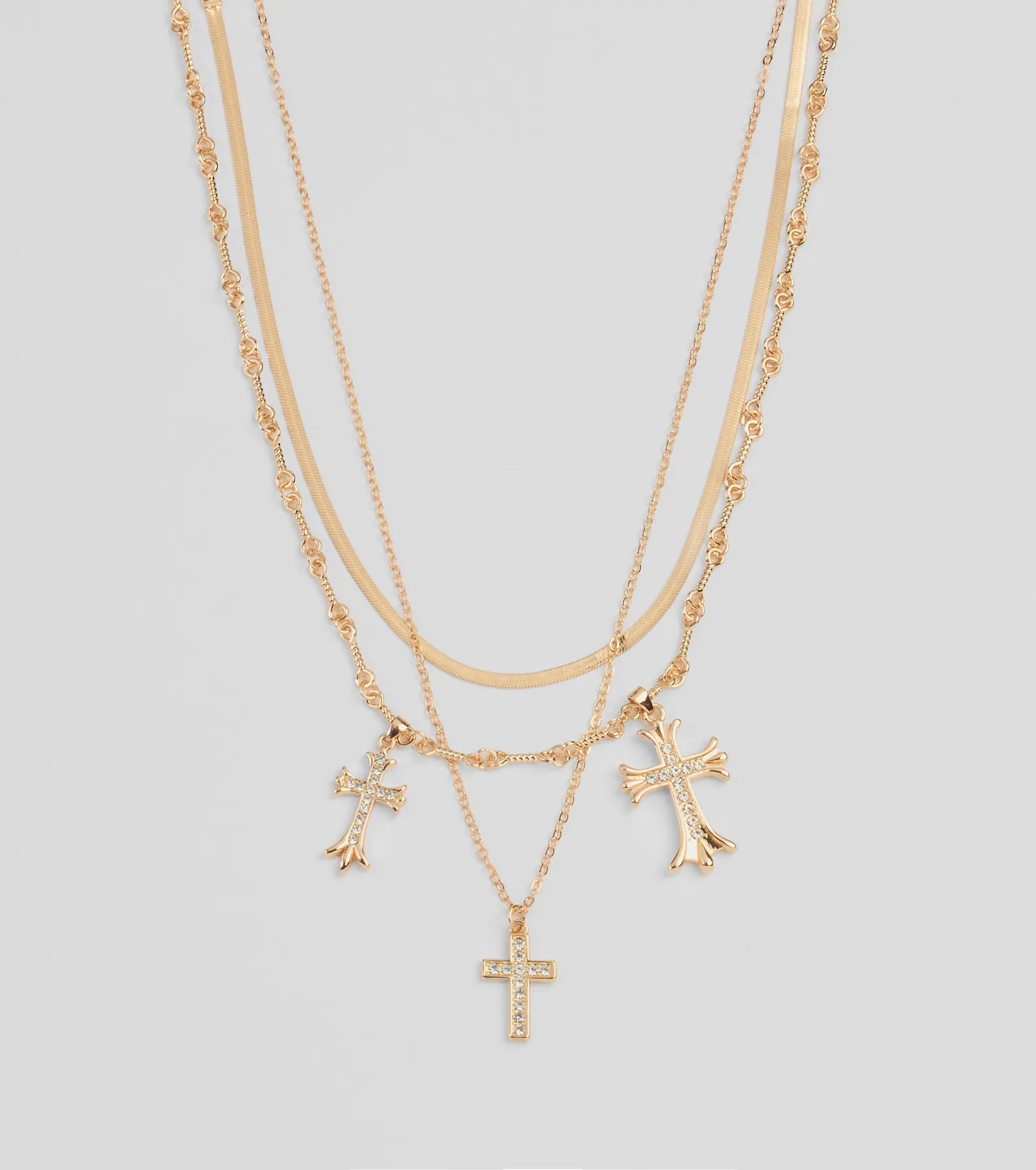 Premium Chic Blessings Cross Charm Layered Necklace - Ultimate Style Statement