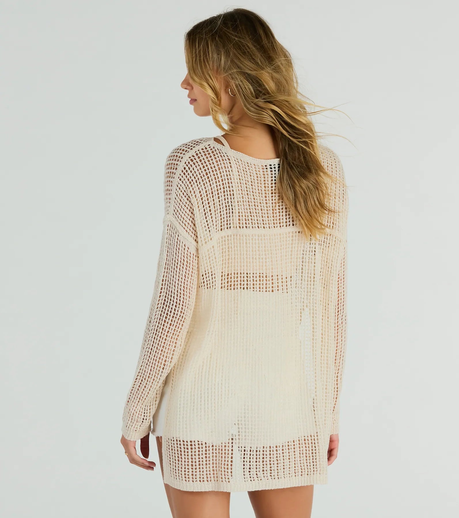 Premium Breezy Sheer Crochet Coverup Top - Effortless Summer Style