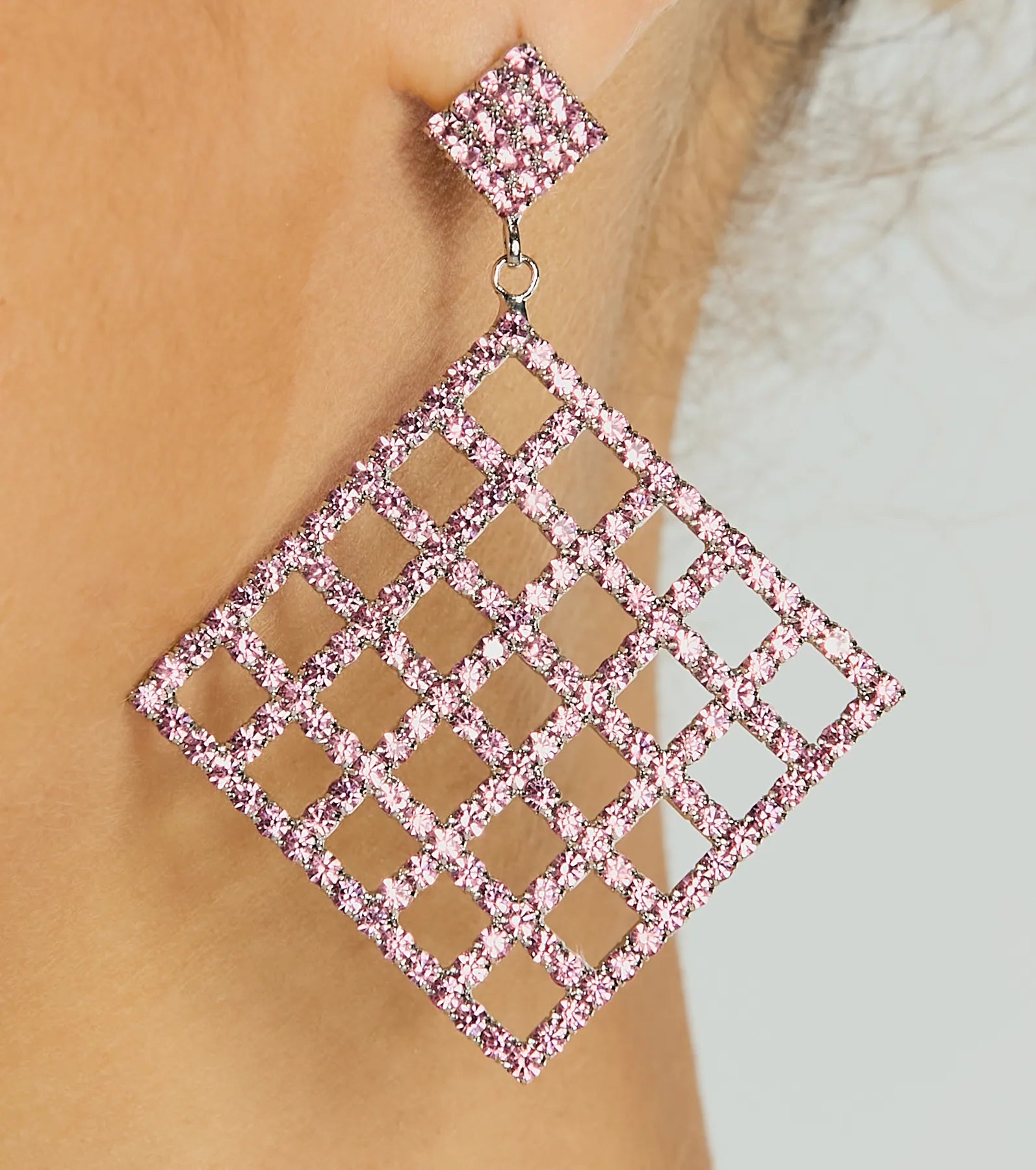 Premium Rhinestone Caged Elegance Earrings