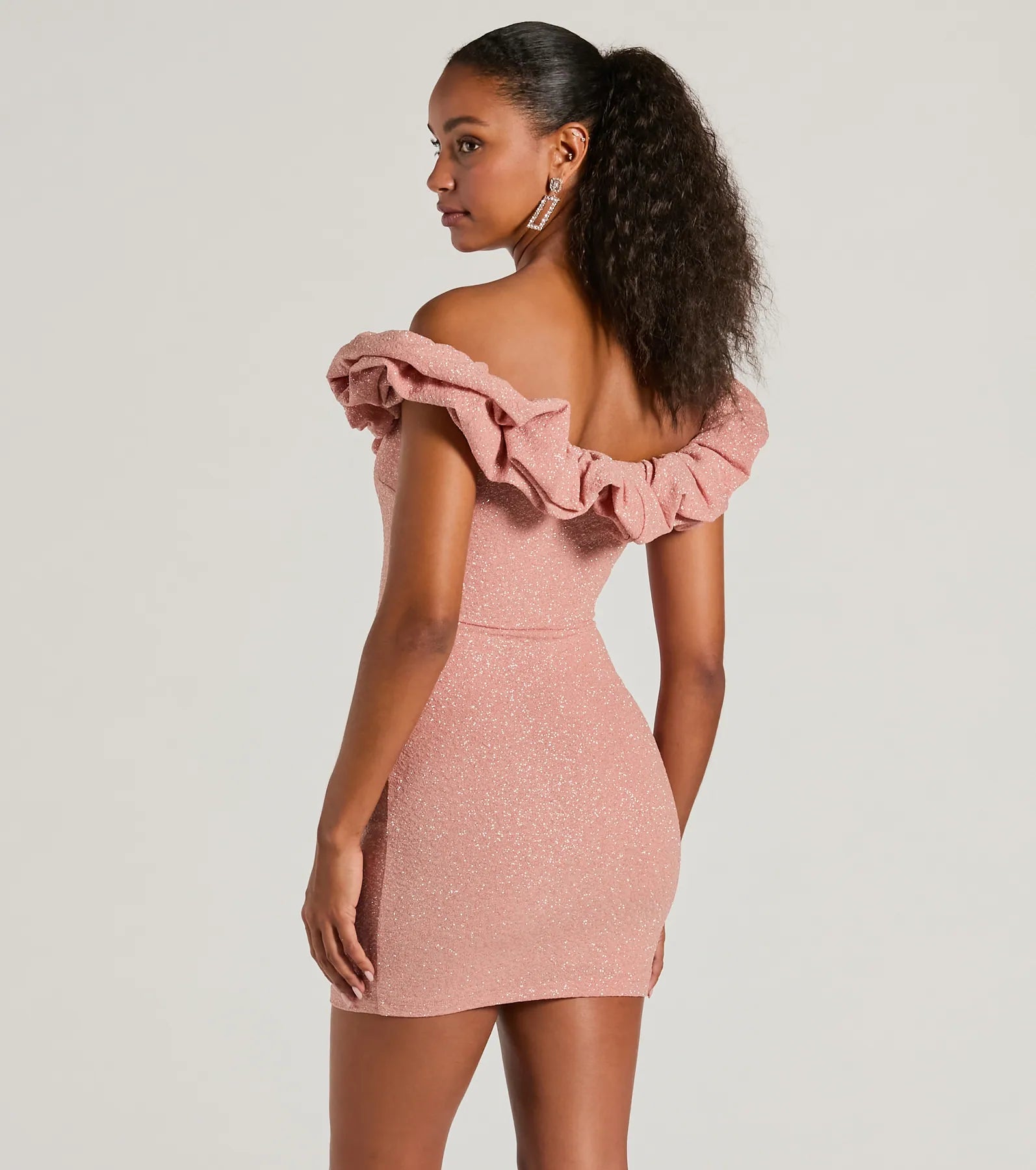 Ultimate Glam Ember Off-The-Shoulder Party Dress