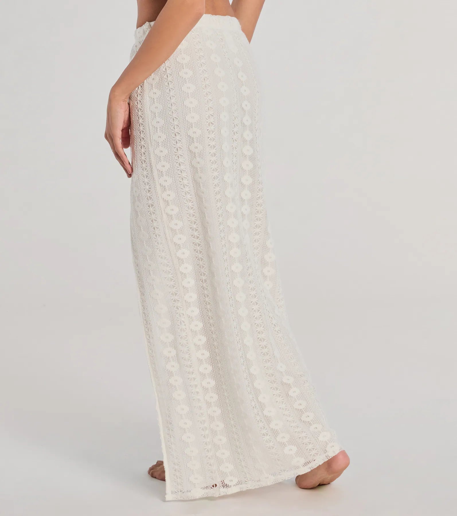 Ultimate Vacay Ready Crochet Maxi Skirt with High Slit