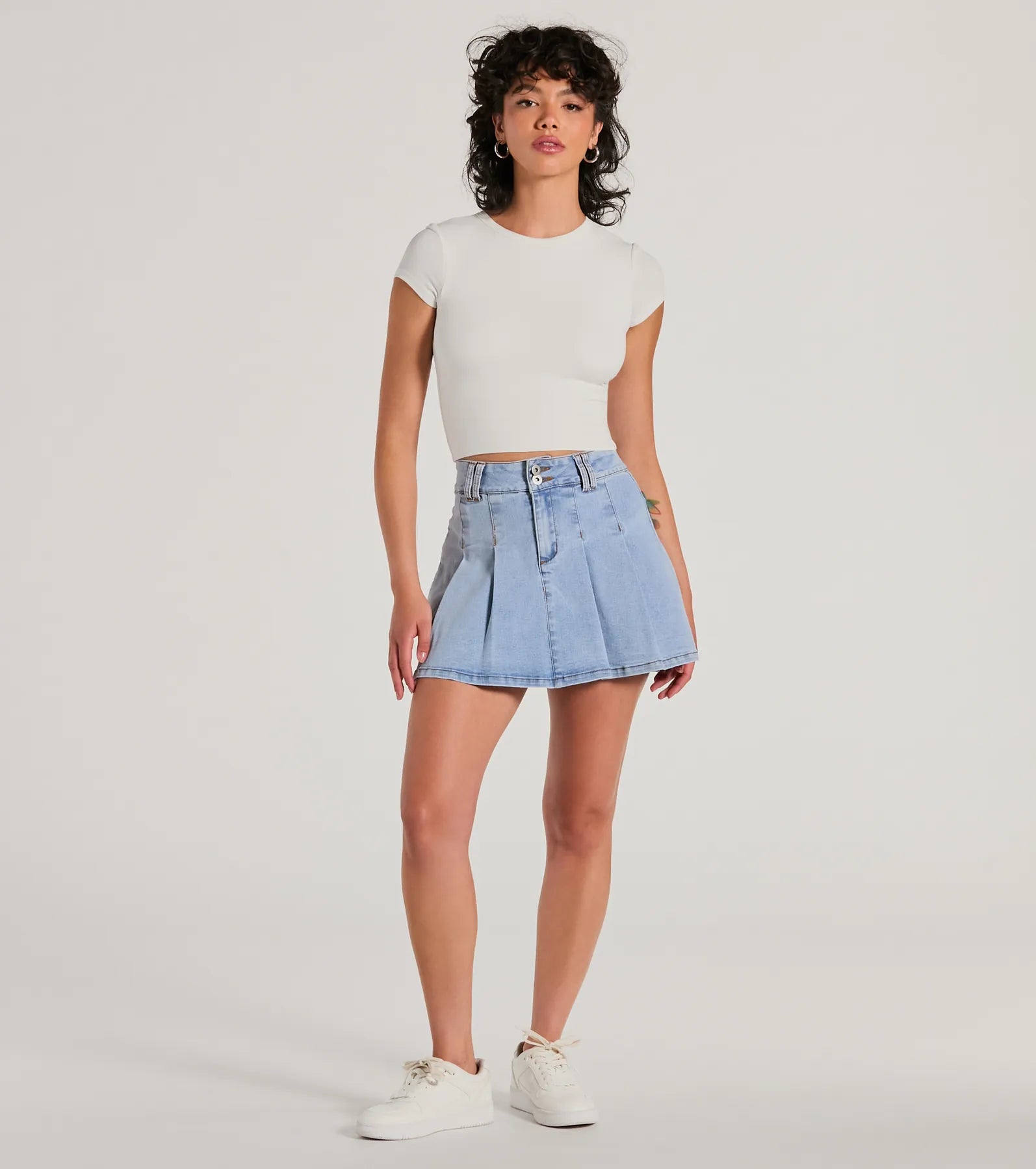 Ultimate Darling High-Rise Pleat Denim Mini Skirt - Upgrade Your Style