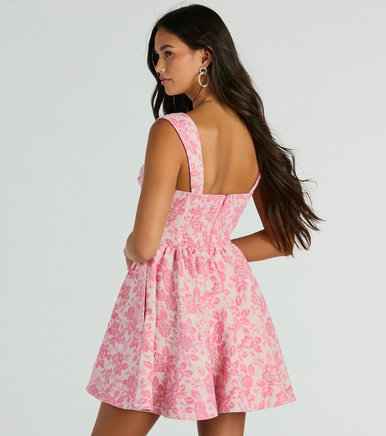 Premium Cassie Corset Floral Jacquard Party Dress