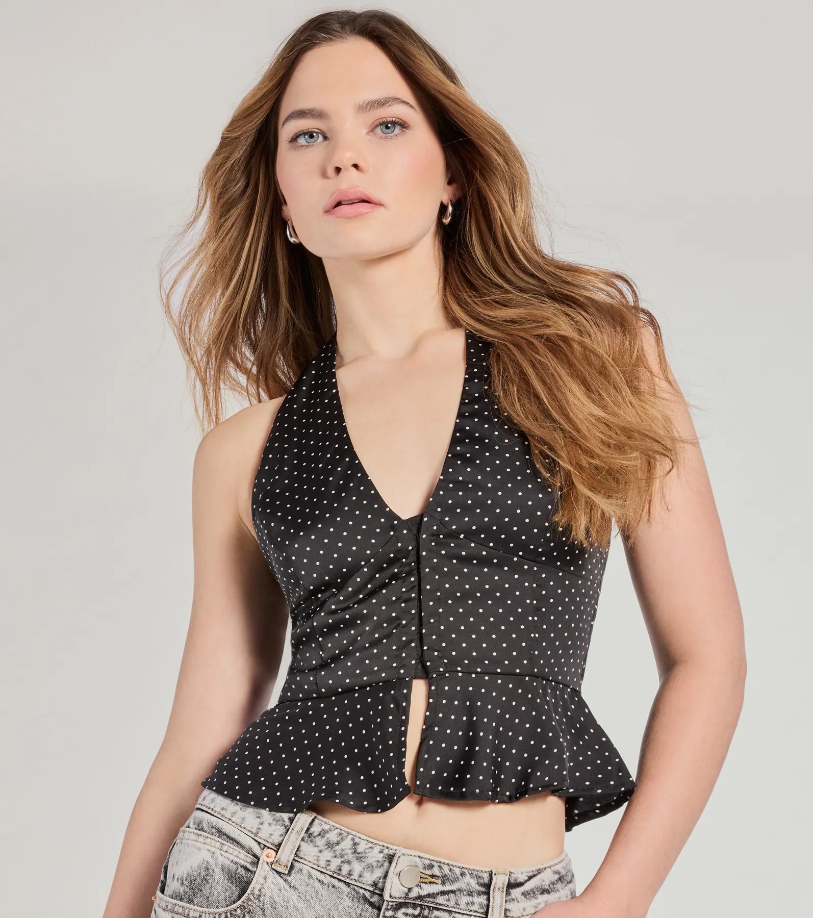 Premium Polka Dot Satin Halter Top - Ultimate Summer Style