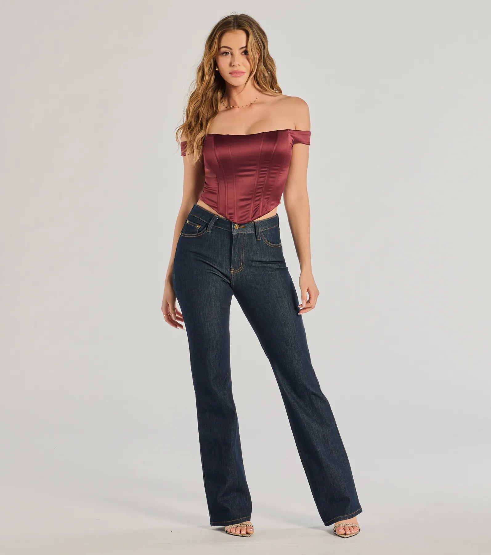 Premium Satin Off-The-Shoulder Corset Top | Ultimate Chic Look