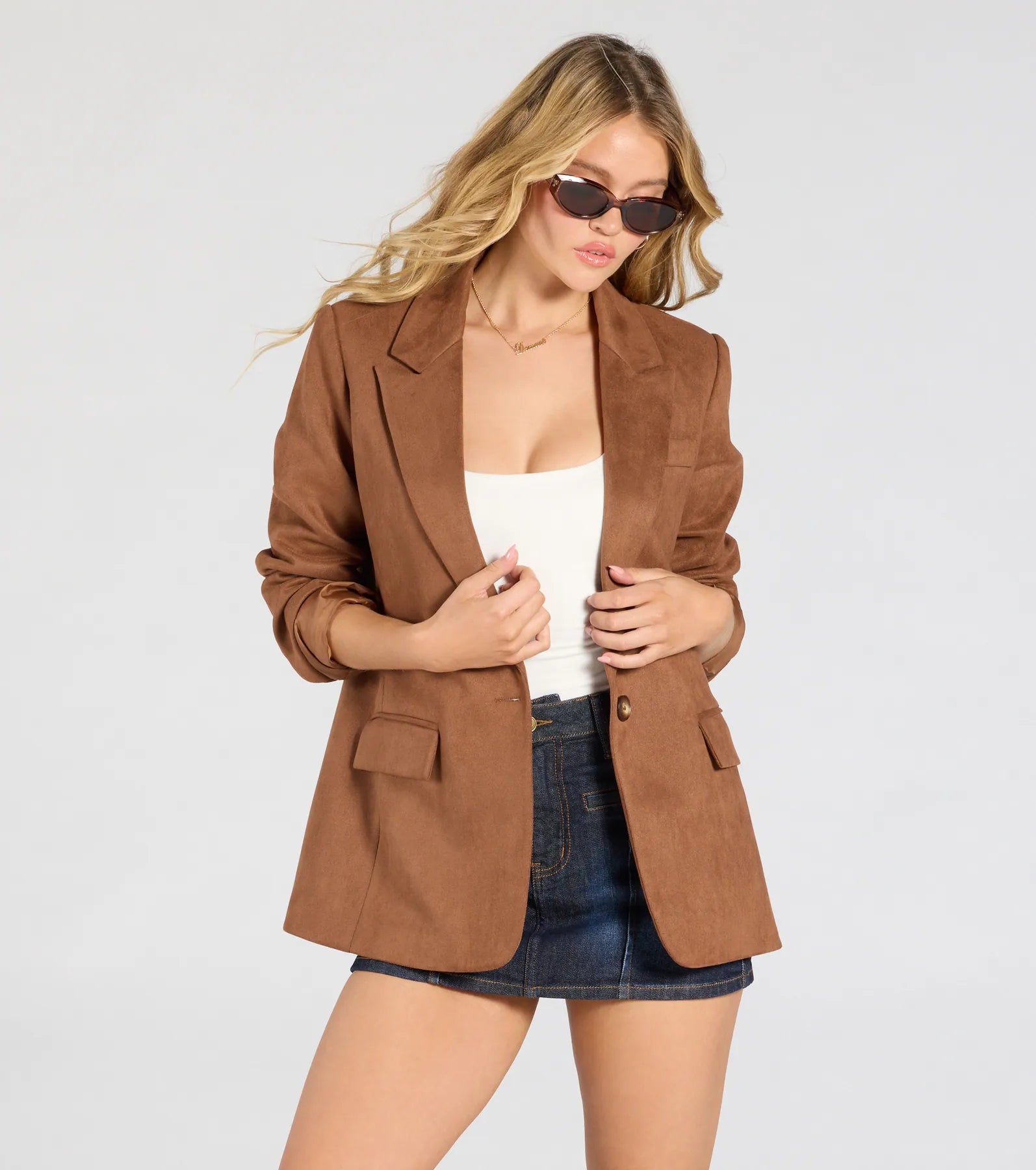 Premium Faux Suede Oversized Blazer - Ultimate Casual Chic Style