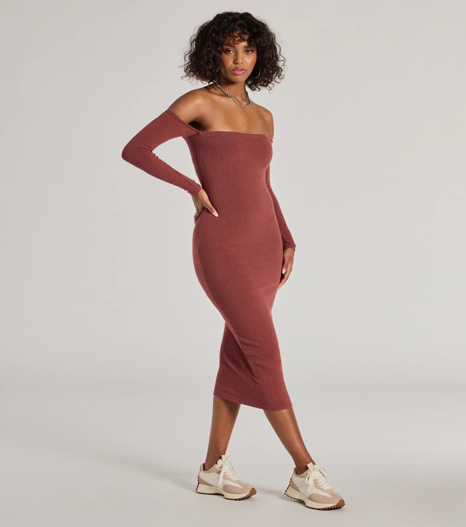 Ultimate Carefree Chic Ribbed Knit Midi Dress