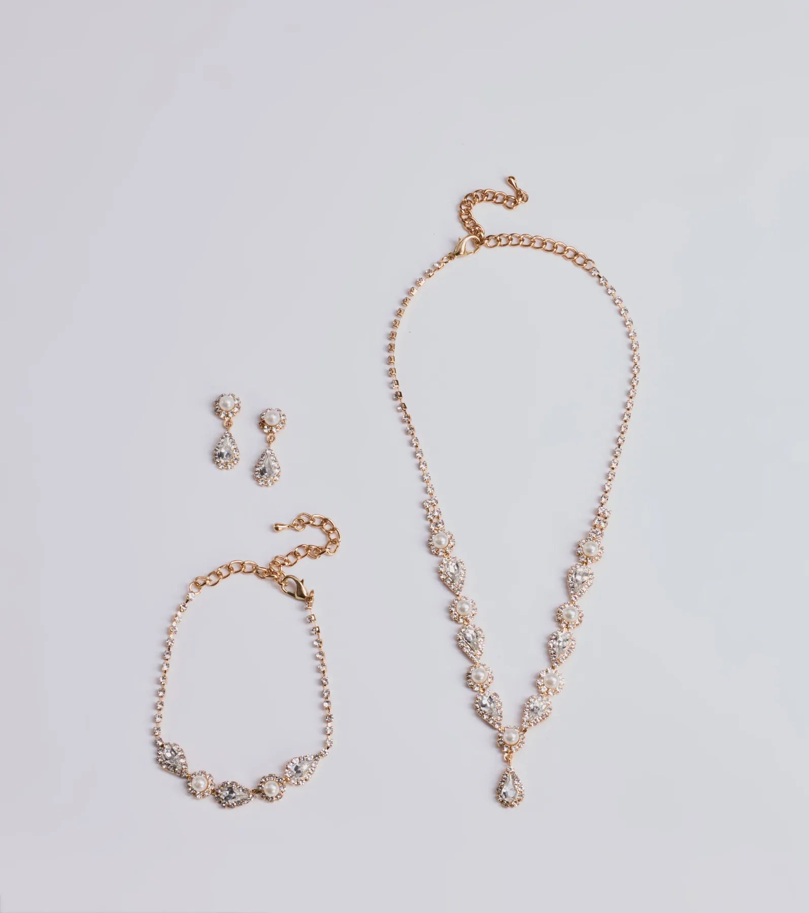 Premium Luxe Elegance Rhinestone & Pearl Jewelry Set