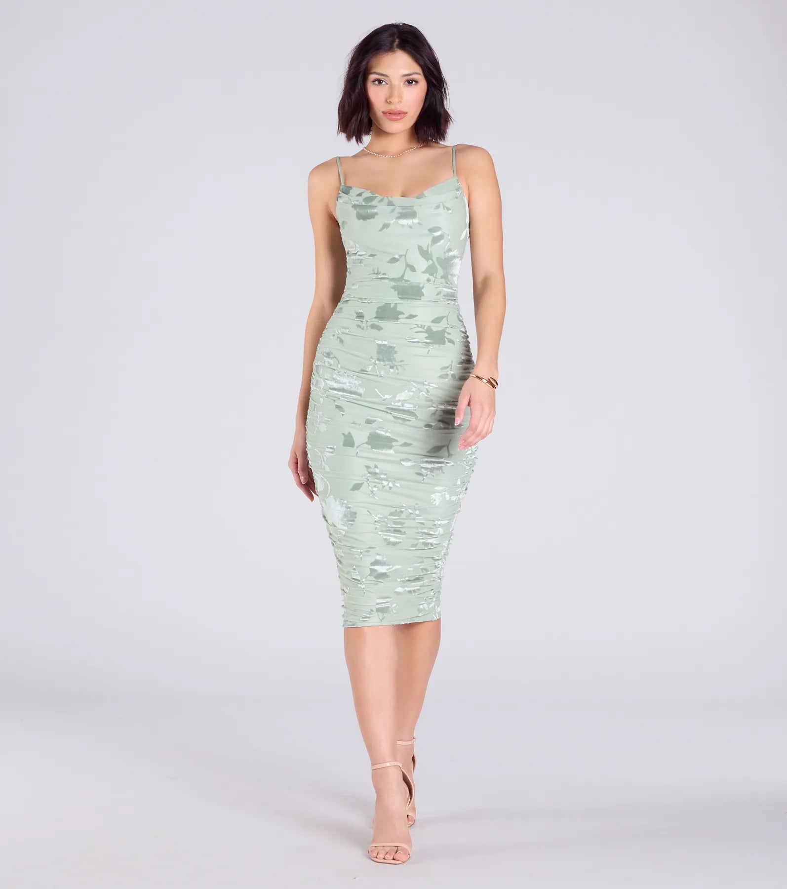 Ultimate Cocktail Soiree Floral Velvet Midi Dress