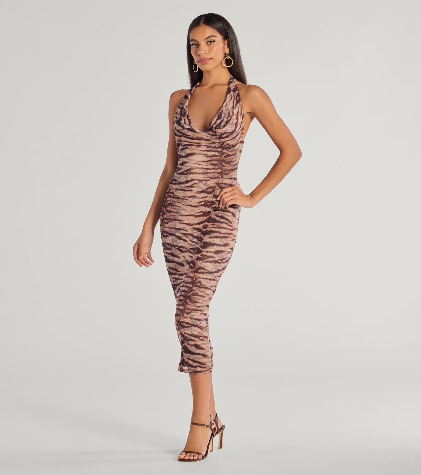 Ultimate Sultry Zebra Print Halter Dress - Bold & Alluring