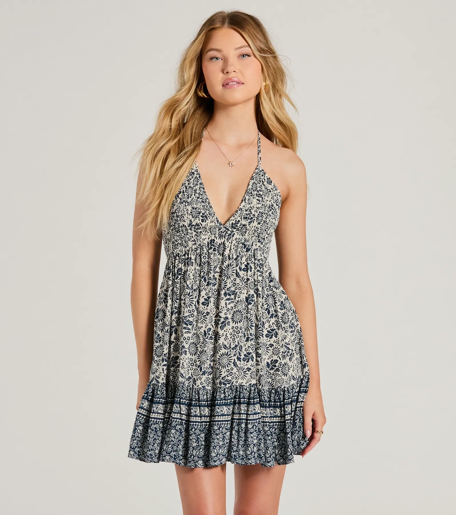 Ultimate Summer Sway Halter V-Neck Paisley Skater Dress