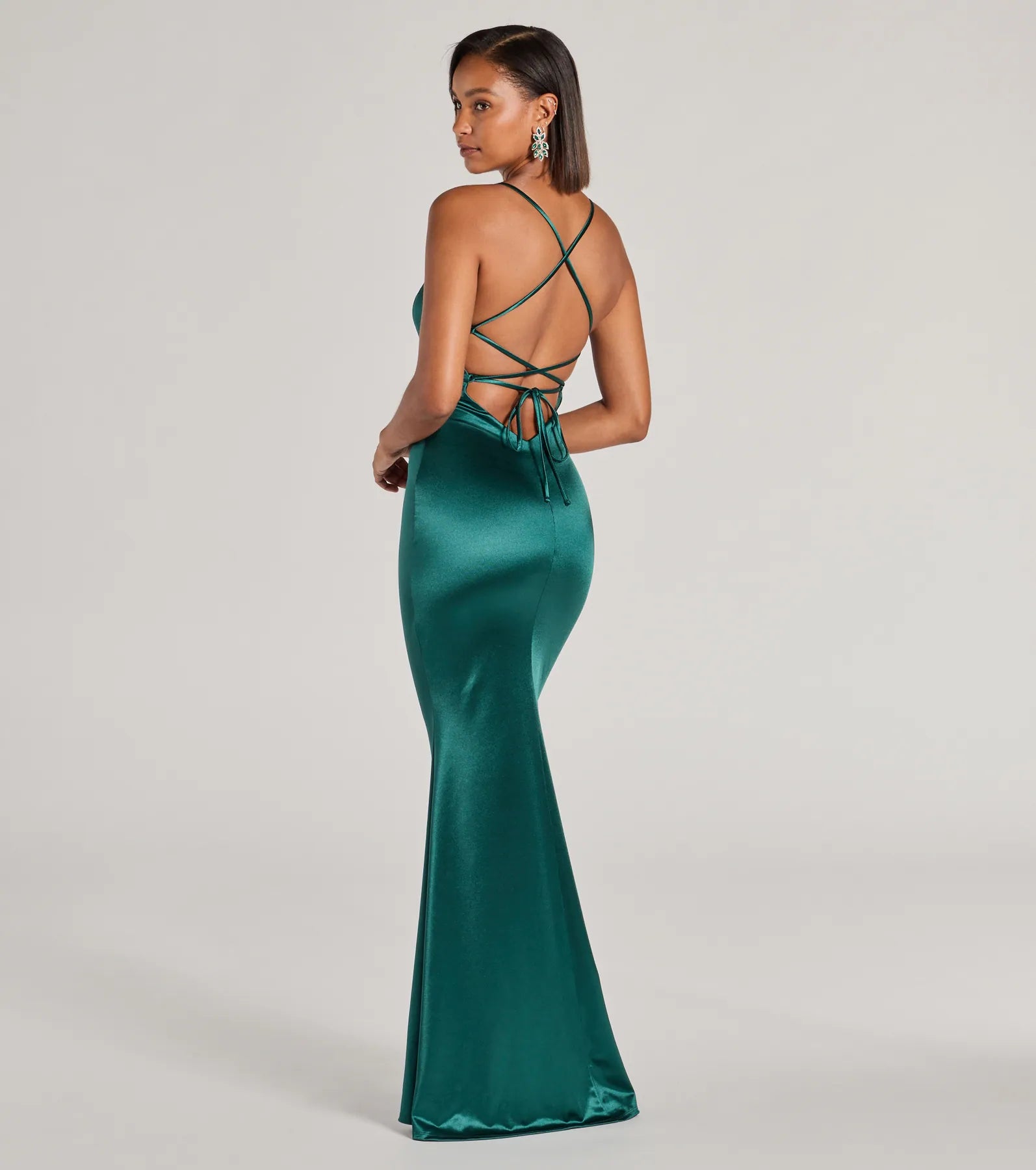 Ultimate Elegance Emmie Lace-Up Mermaid Satin Gown